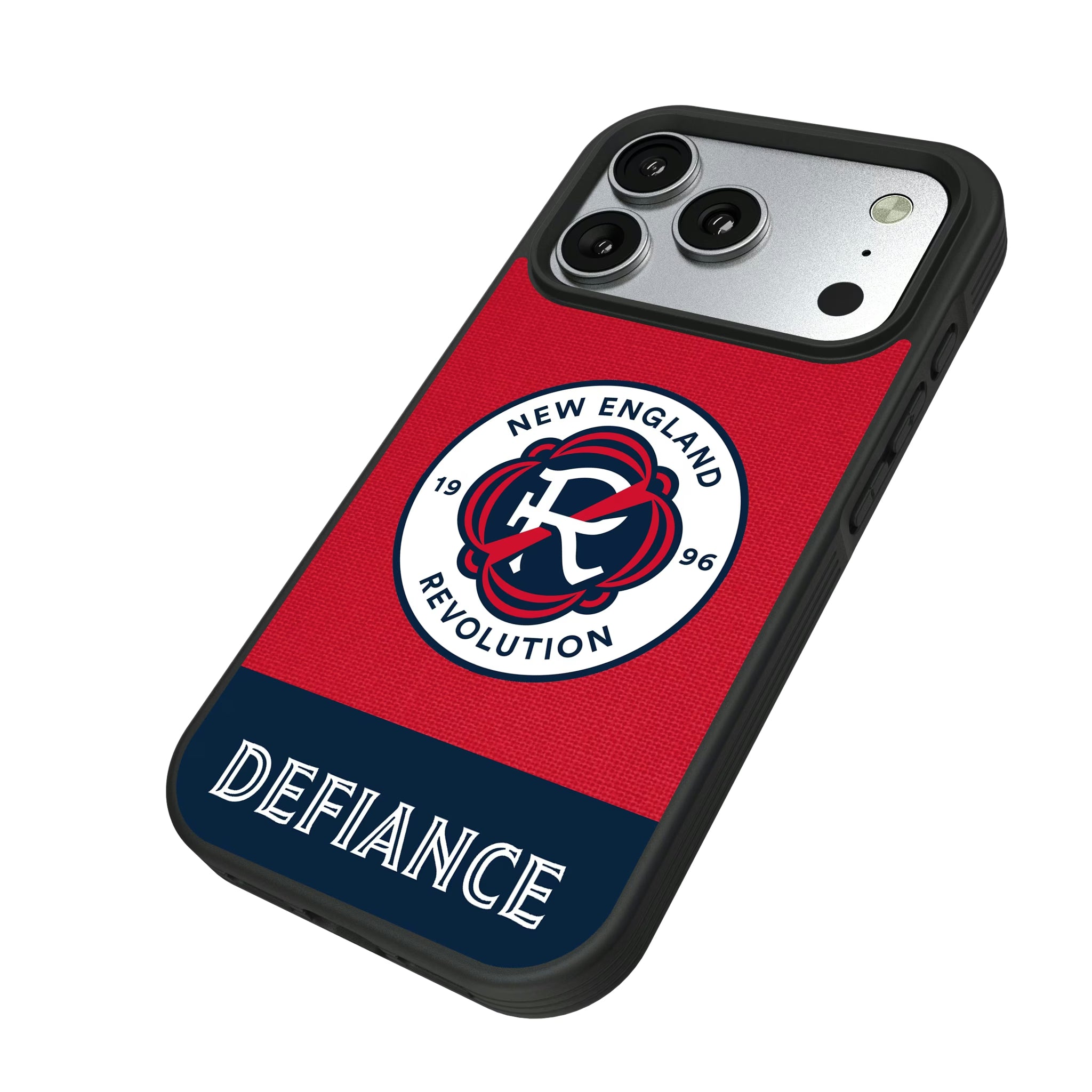 New England Revolution Endzone Solid iPhone Bump Phone Case for Apple iPhone - Isometric View#Device_iPhone 17 Pro
