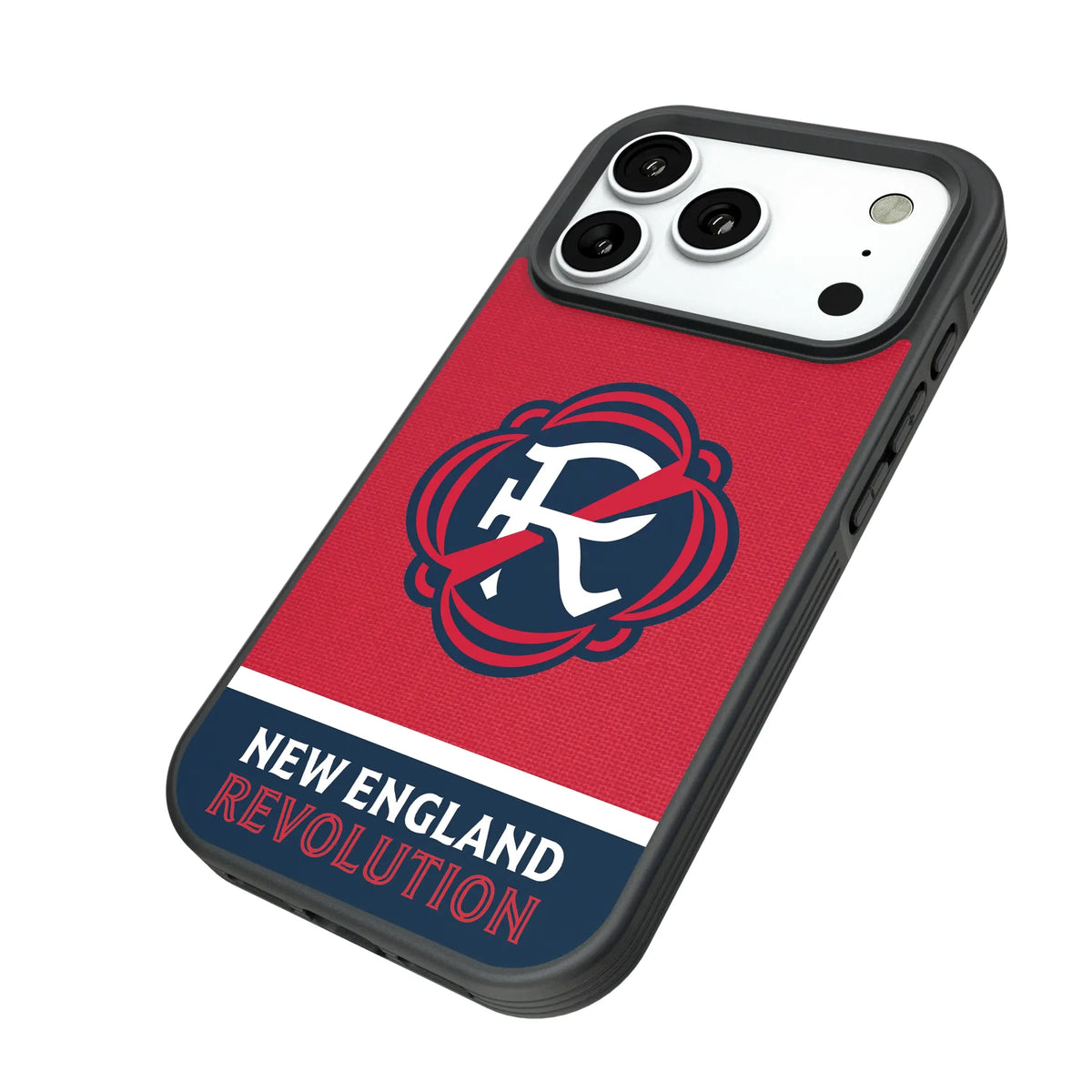 New England Revolution Endzone Solid iPhone Bump Phone Case for Apple iPhone - Isometric View#Device_iPhone 18 Pro