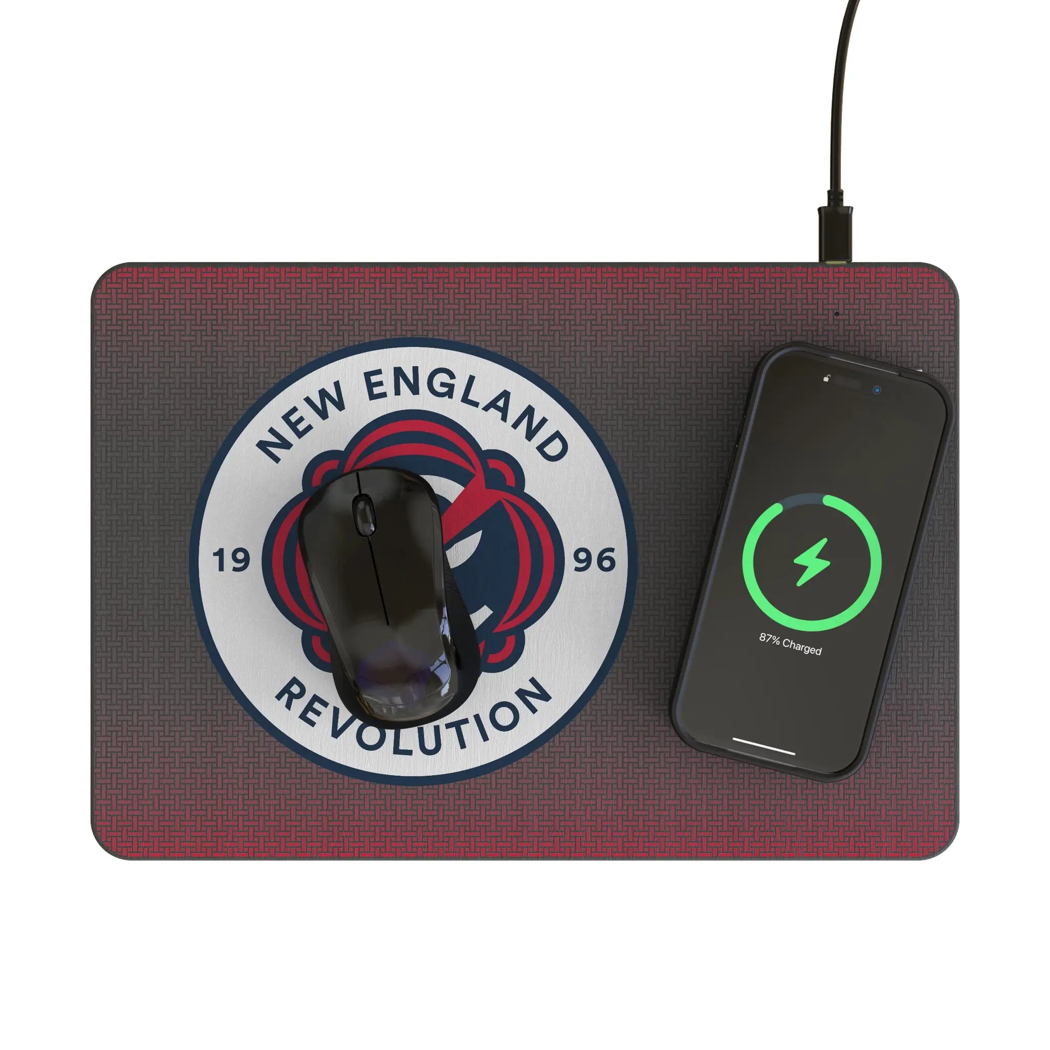 New England Revolution Linen 15-Watt Wireless Charger and Mouse Pad - Lifestyle