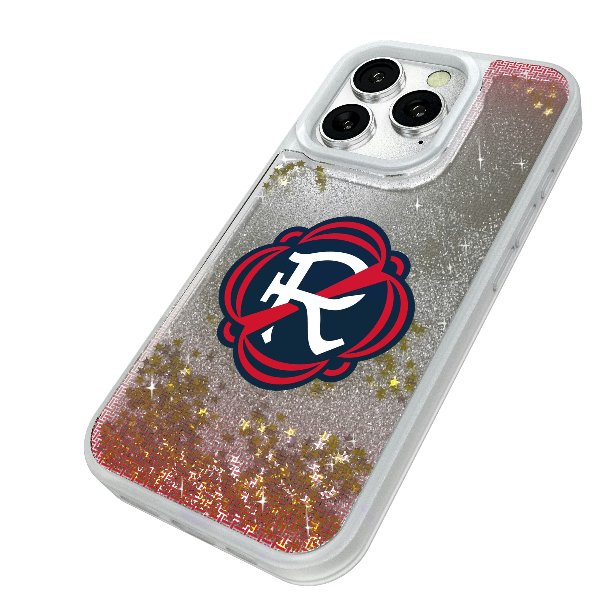 New England Revolution Linen iPhone Glitter Phone Case for Apple iPhone - Isometric View#Device_iPhone 16 Pro
