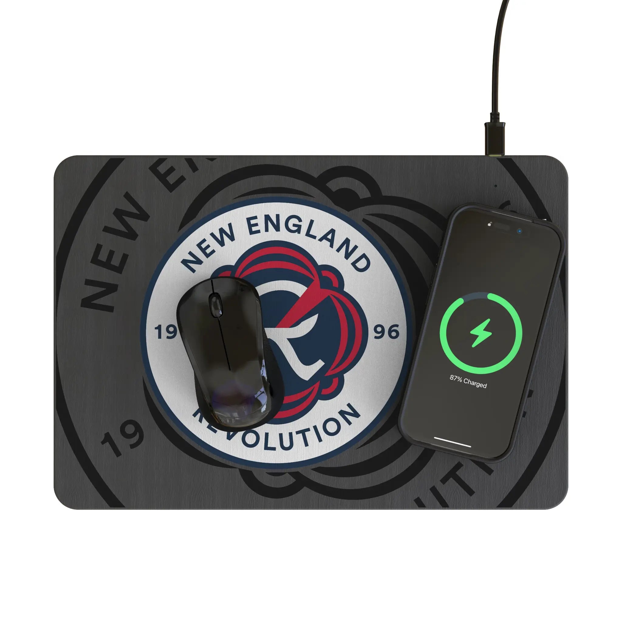 New England Revolution Monocolor Tilt 15-Watt Wireless Charger and Mouse Pad - Lifestyle