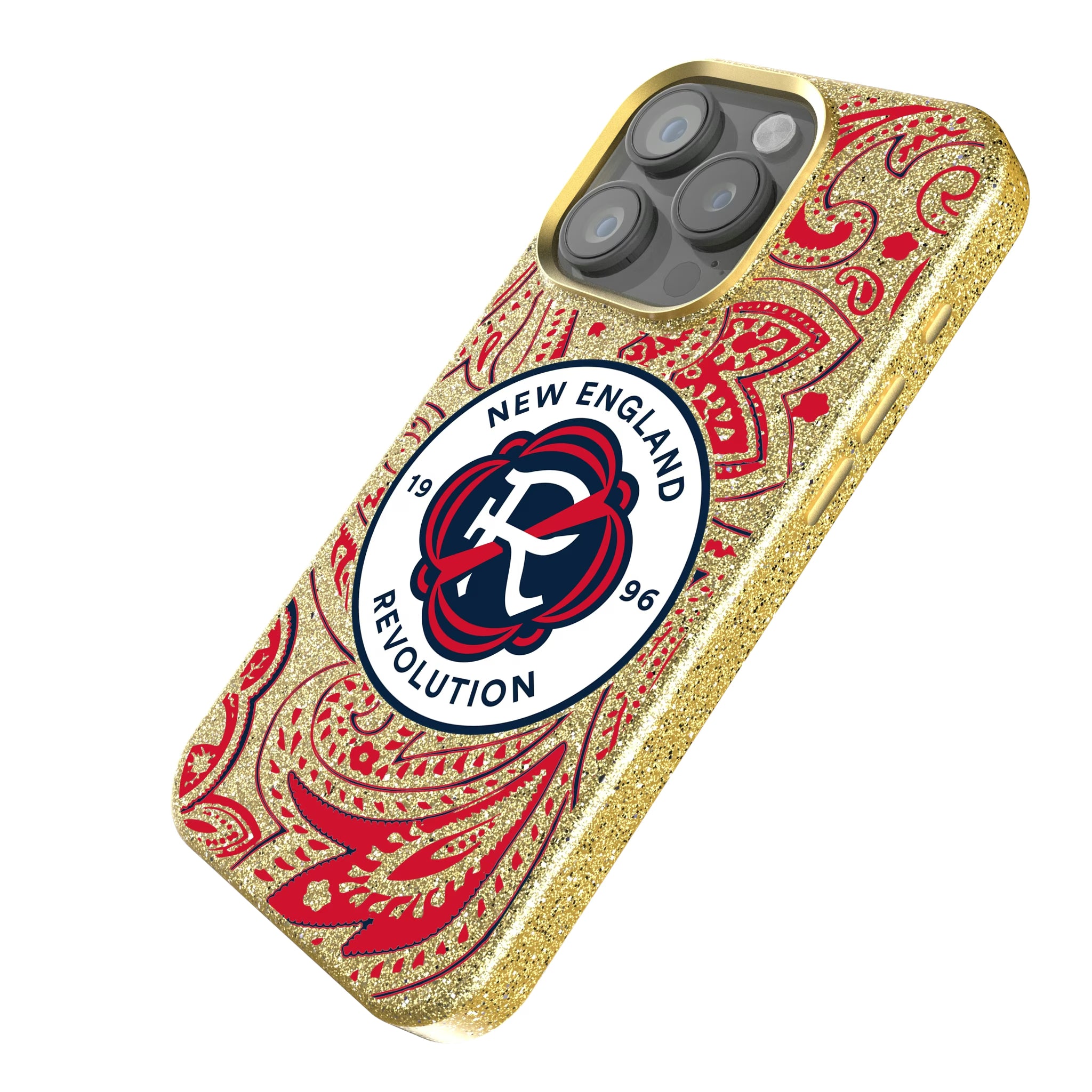New England Revolution Paisley iPhone Bling Phone Case for Apple iPhone - Isometric View