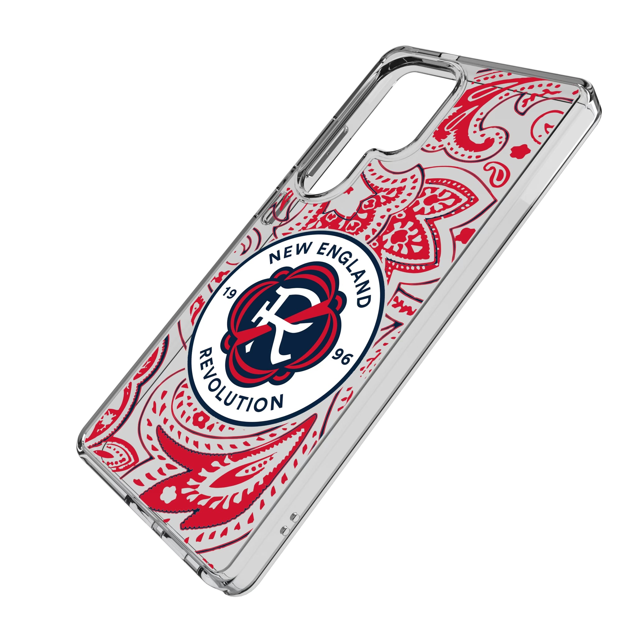 New England Revolution Paisley Galaxy Clear Phone Case for Samsung Galaxy - Isometric View