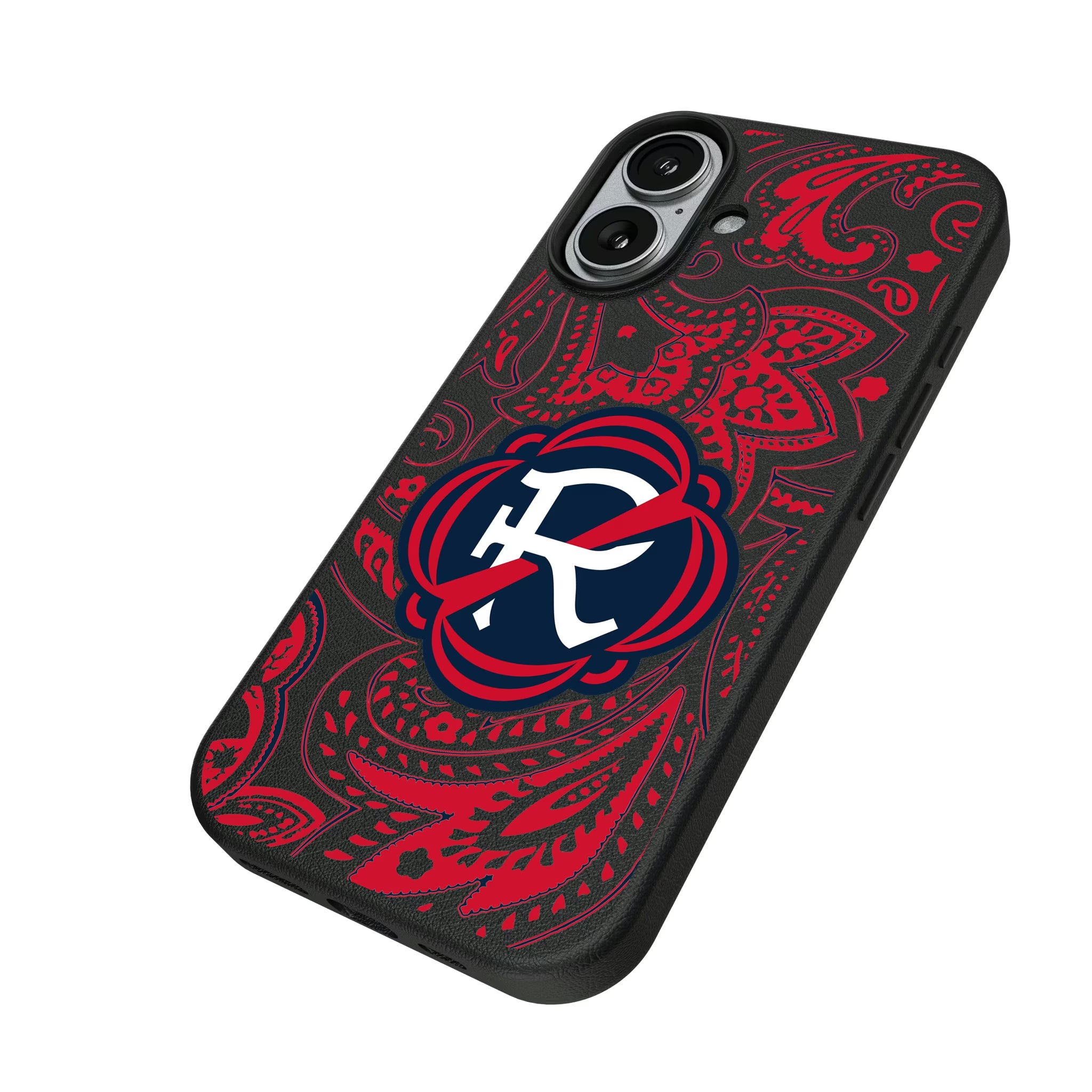 New England Revolution Paisley iPhone MagSafe Compatible Phone Case for Apple iPhone - Isometric View#Device_iPhone 17