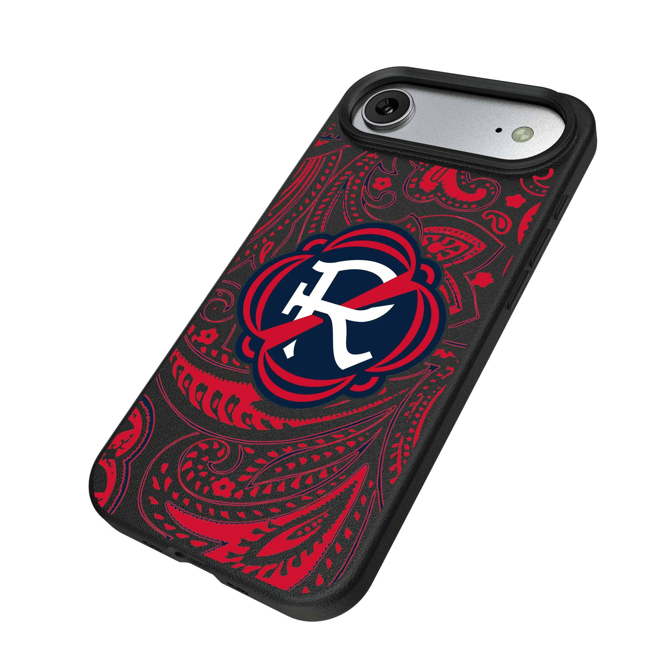 New England Revolution Paisley iPhone MagSafe Compatible Phone Case for Apple iPhone - Isometric View#Device_iPhone Air