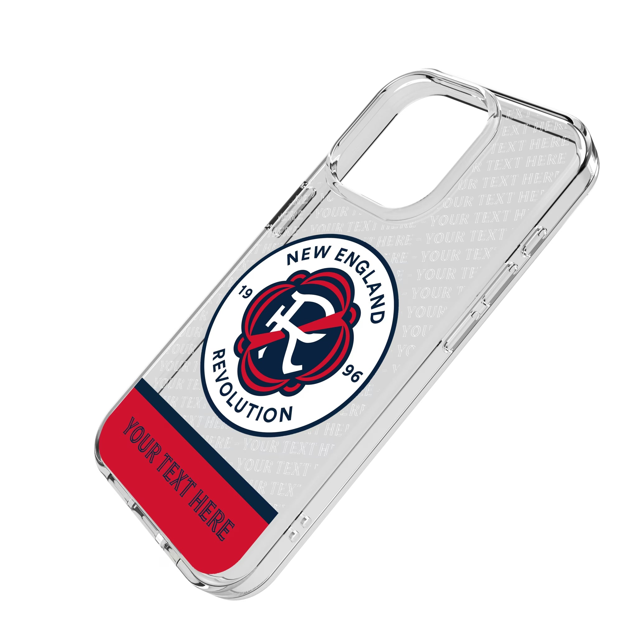 New England Revolution Personalized EndZone Plus iPhone Clear Phone Case for Apple iPhone - Isometric View