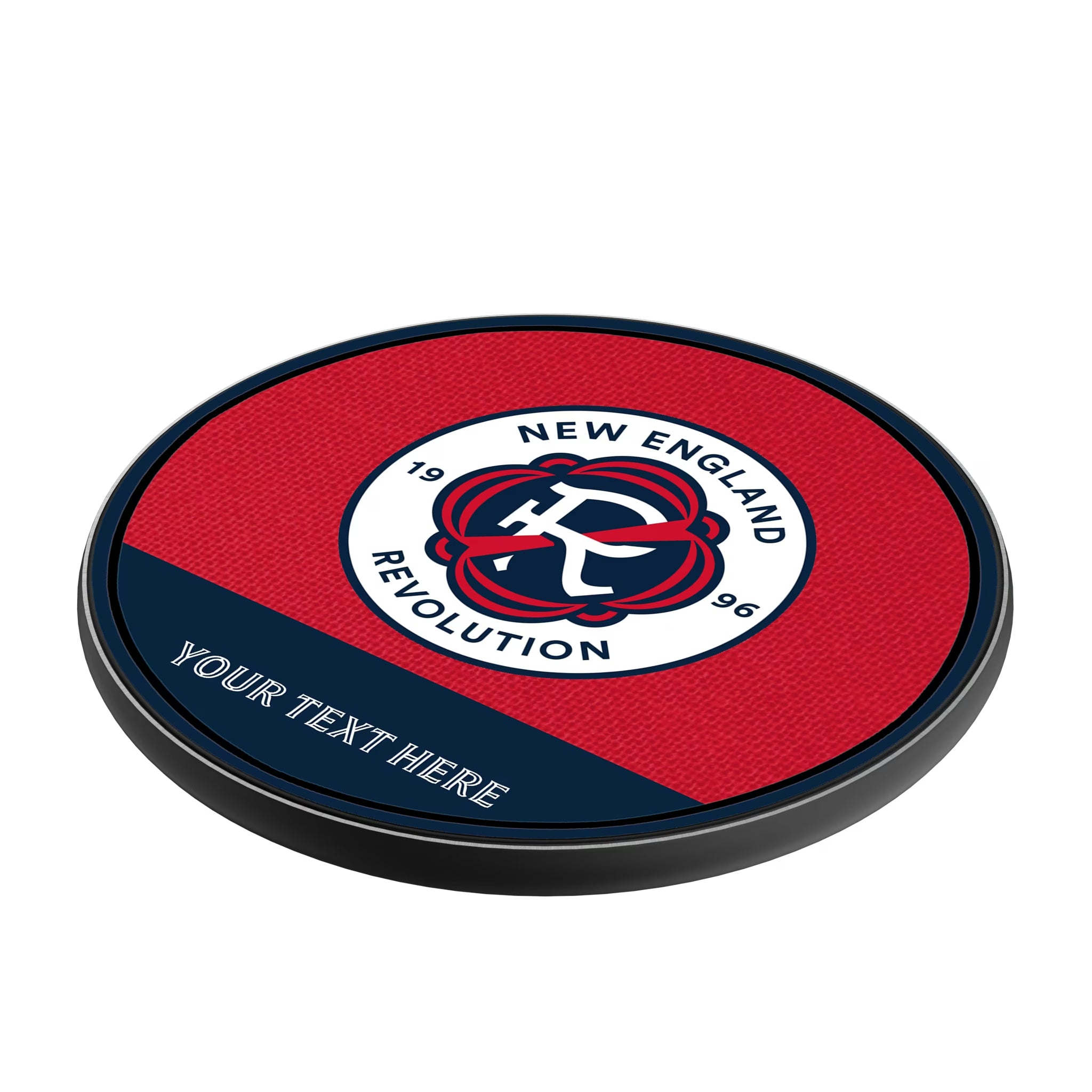 New England Revolution Personalized Endzone Solid 15-Watt Wireless Charger - Isometric View