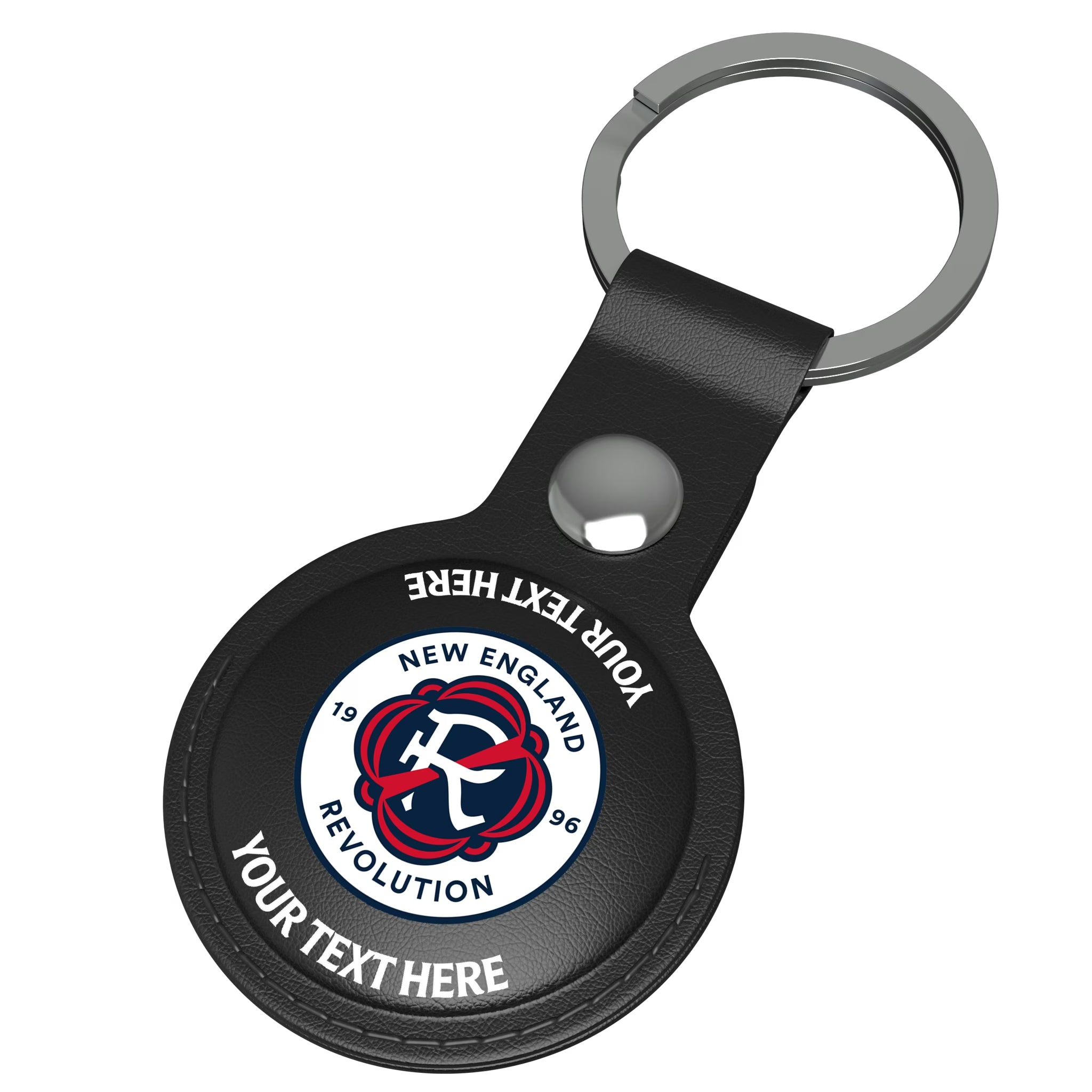 New England Revolution Personalized Insignia AirTag Black Airtag Holder - Isometric View