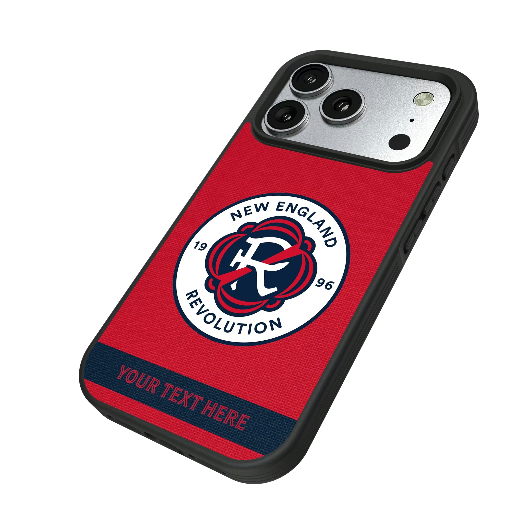 New England Revolution Personalized Stripe iPhone Bump Phone Case for Apple iPhone - Isometric View#Device_iPhone 17 Pro