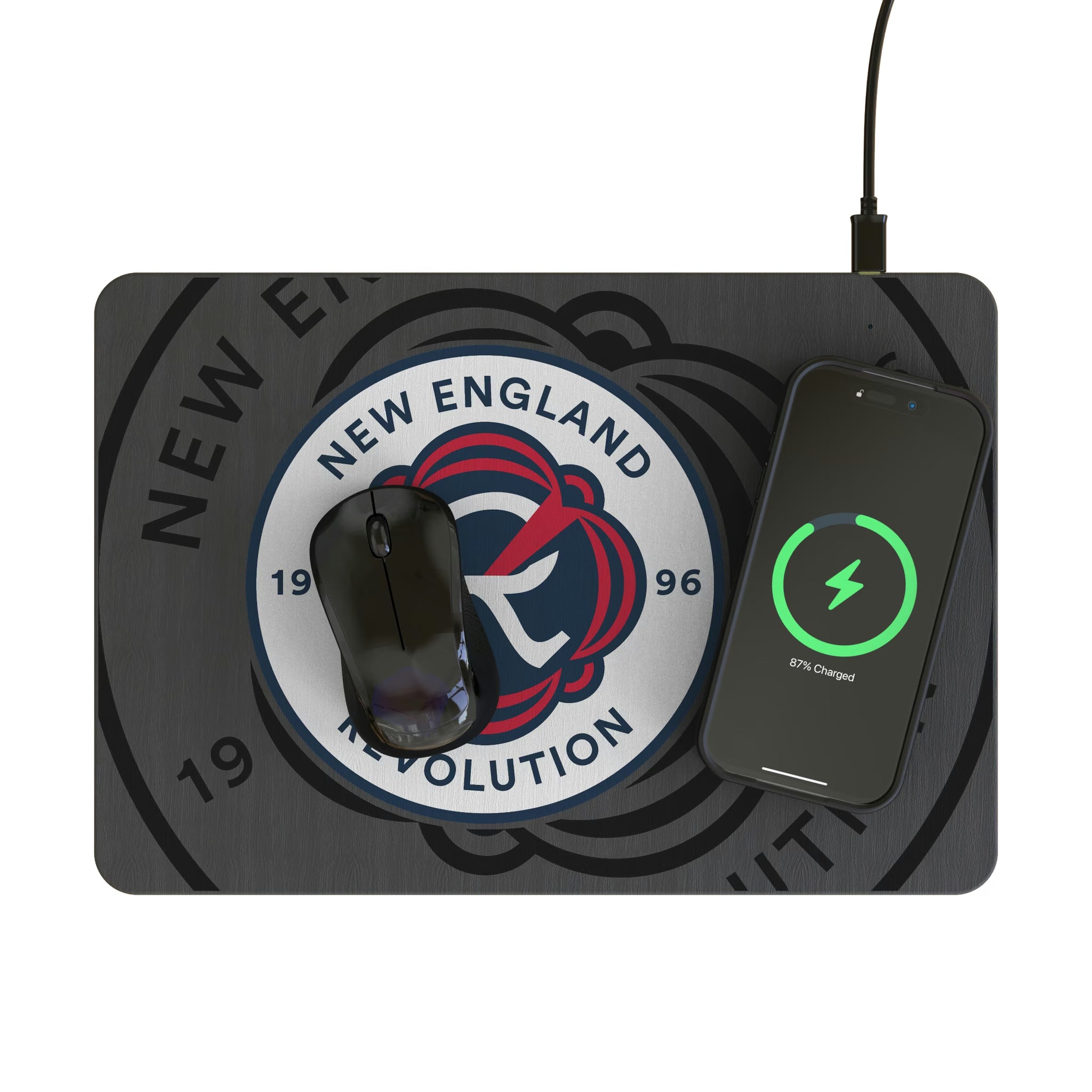 New England Revolution Personalized Tilt 15-Watt Wireless Charger and Mouse Pad - Lifestyle