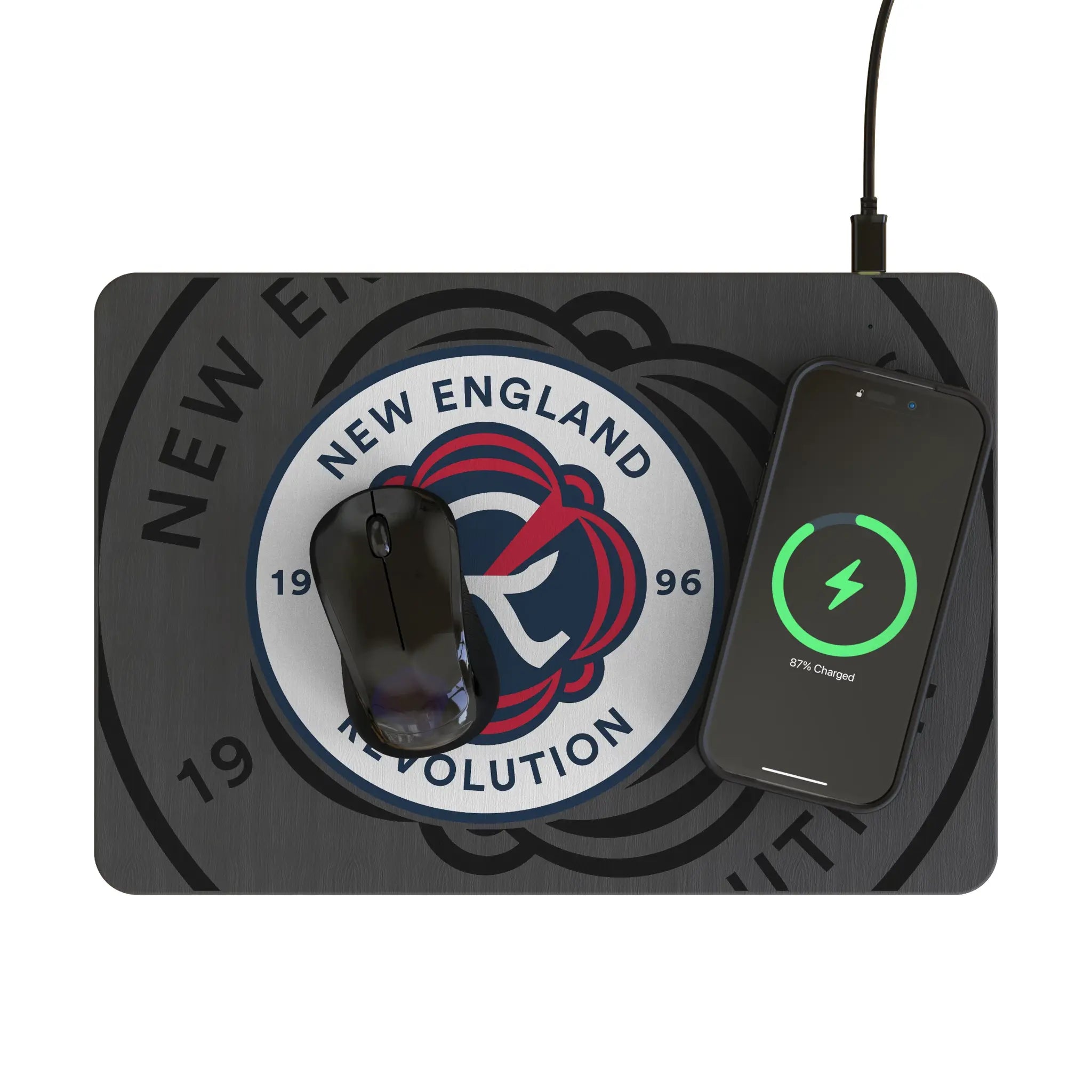 New England Revolution Personalized Tilt 15-Watt Wireless Charger and Mouse Pad - Lifestyle