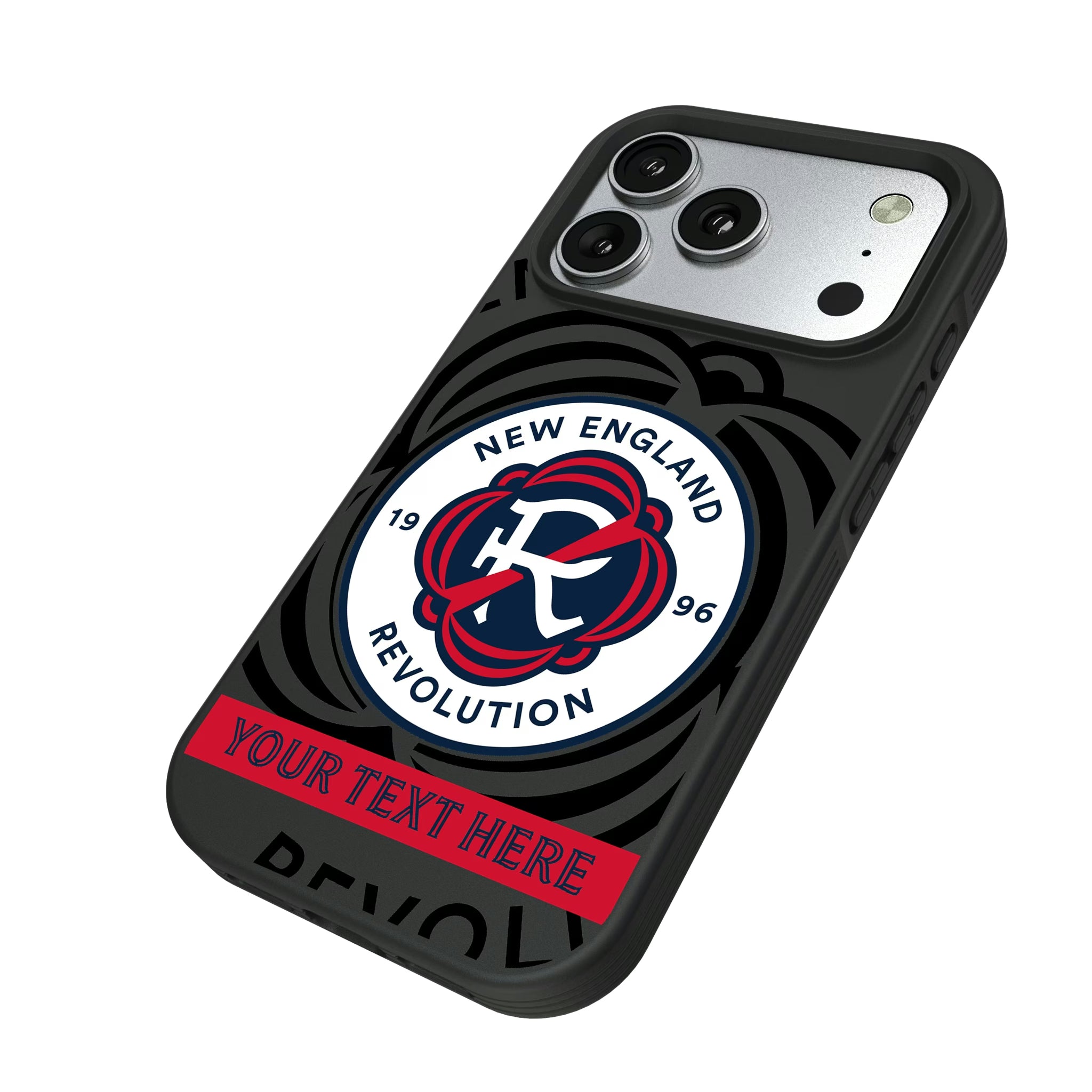 New England Revolution Personalized Tilt iPhone Bump Phone Case for Apple iPhone - Isometric View#Device_iPhone 17 Pro