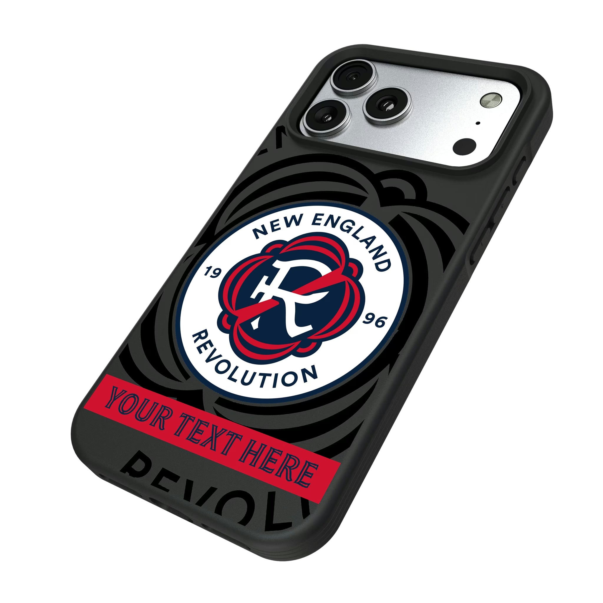 New England Revolution Personalized Tilt iPhone Bump Phone Case for Apple iPhone - Isometric View#Device_iPhone 17 Pro Max
