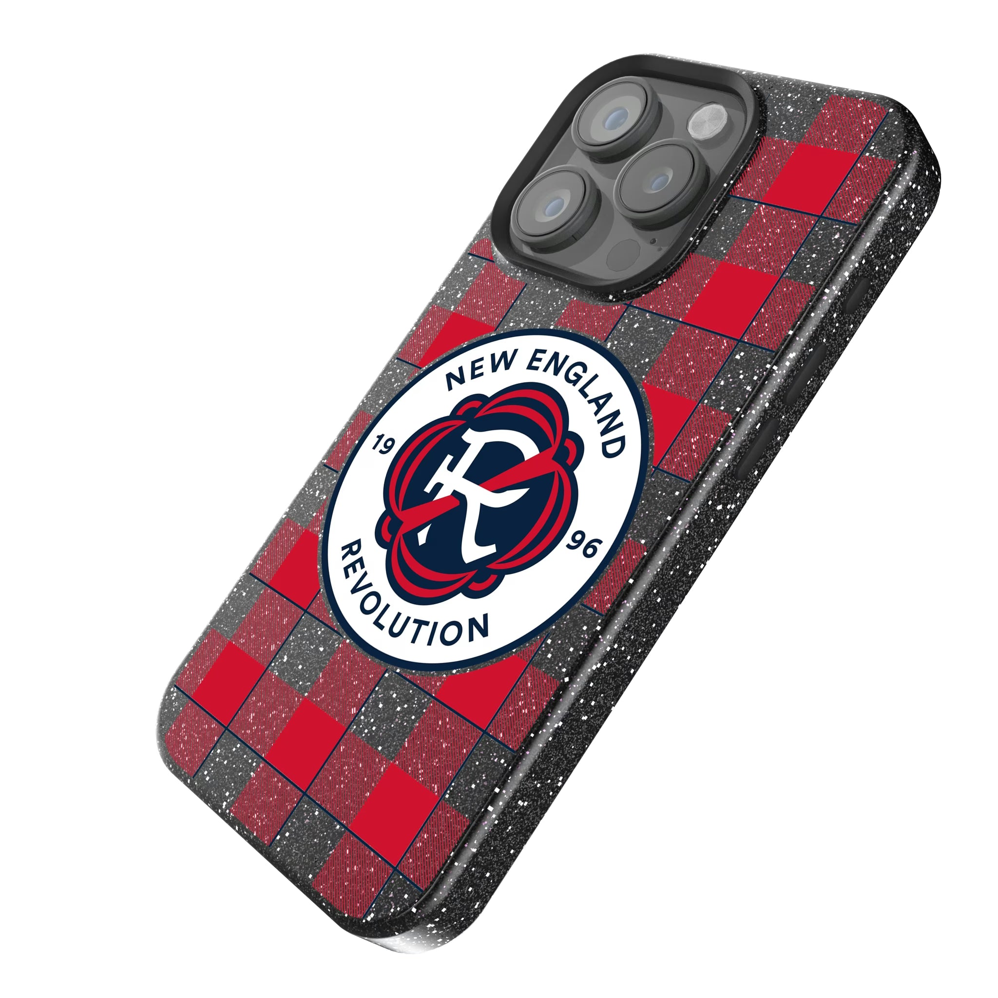 New England Revolution Plaid iPhone Bling Phone Case for Apple iPhone - Isometric View