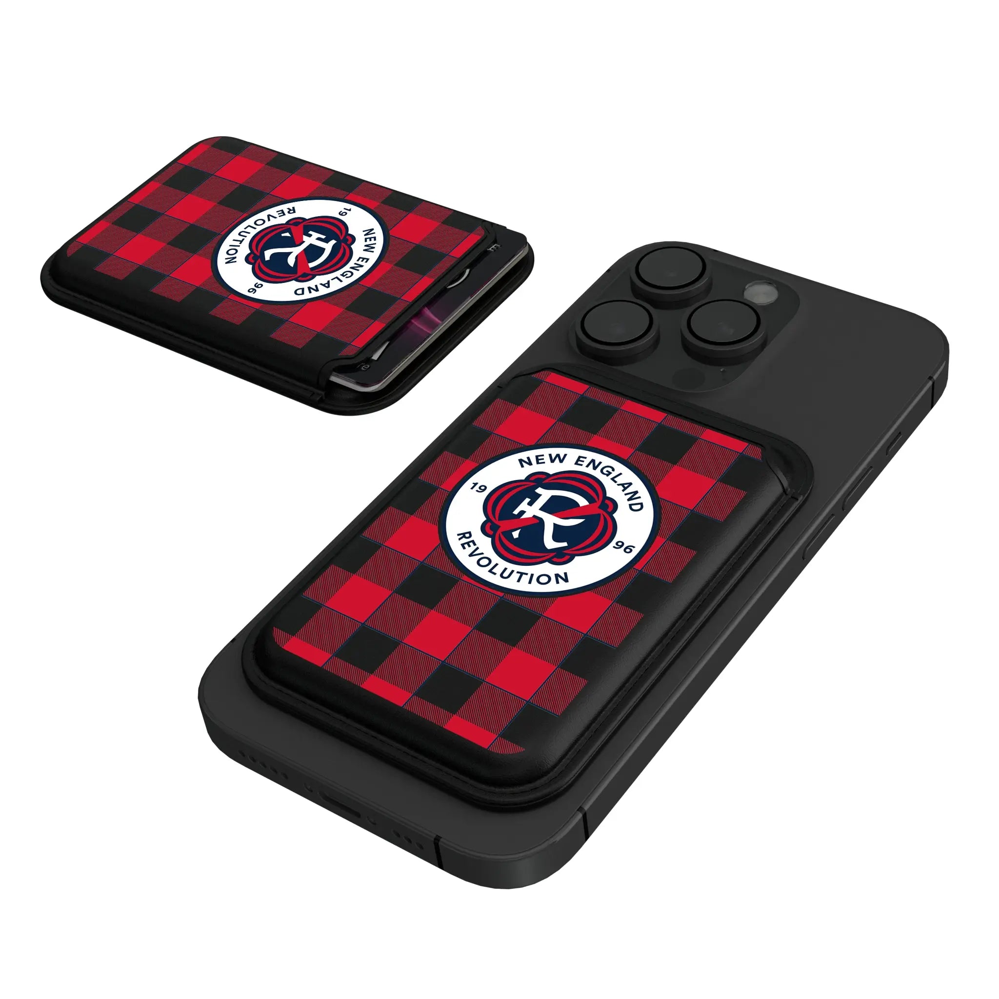 New England Revolution Plaid Black Magnetic Credit Card Wallet