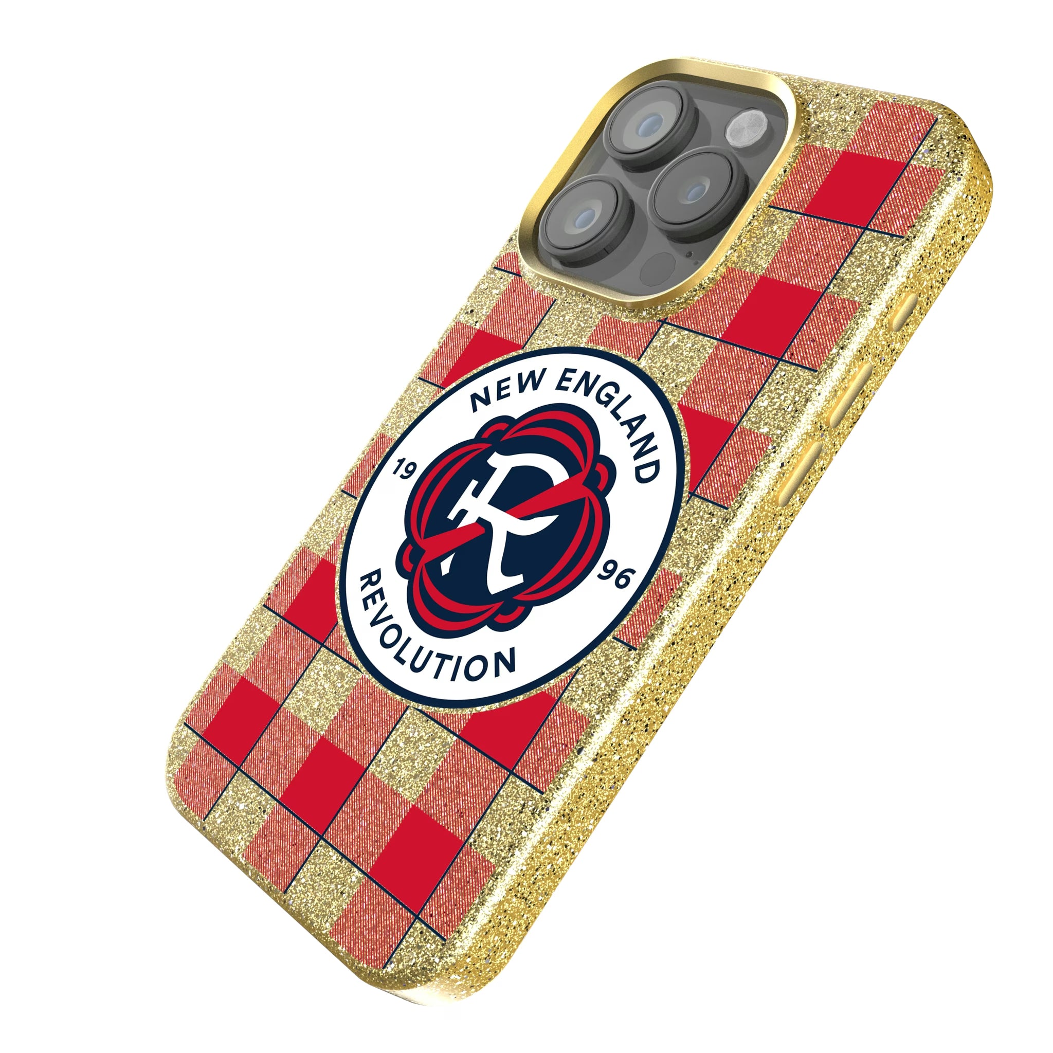 New England Revolution Plaid iPhone Bling Phone Case for Apple iPhone - Isometric View
