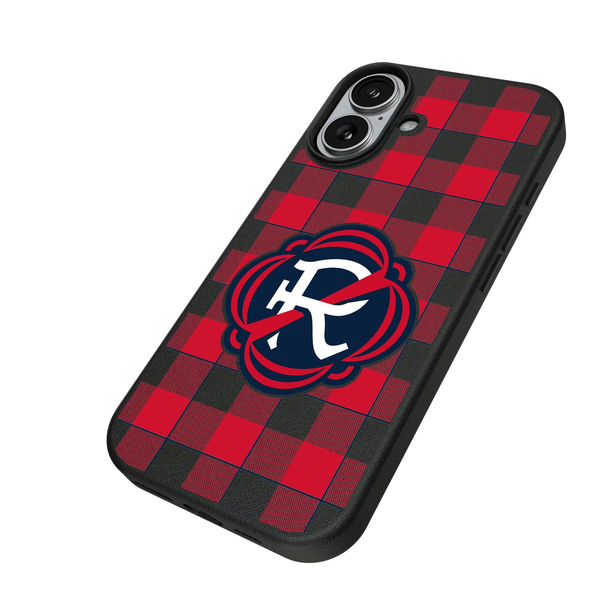 New England Revolution Plaid iPhone MagSafe Compatible Phone Case for Apple iPhone - Isometric View#Device_iPhone 17