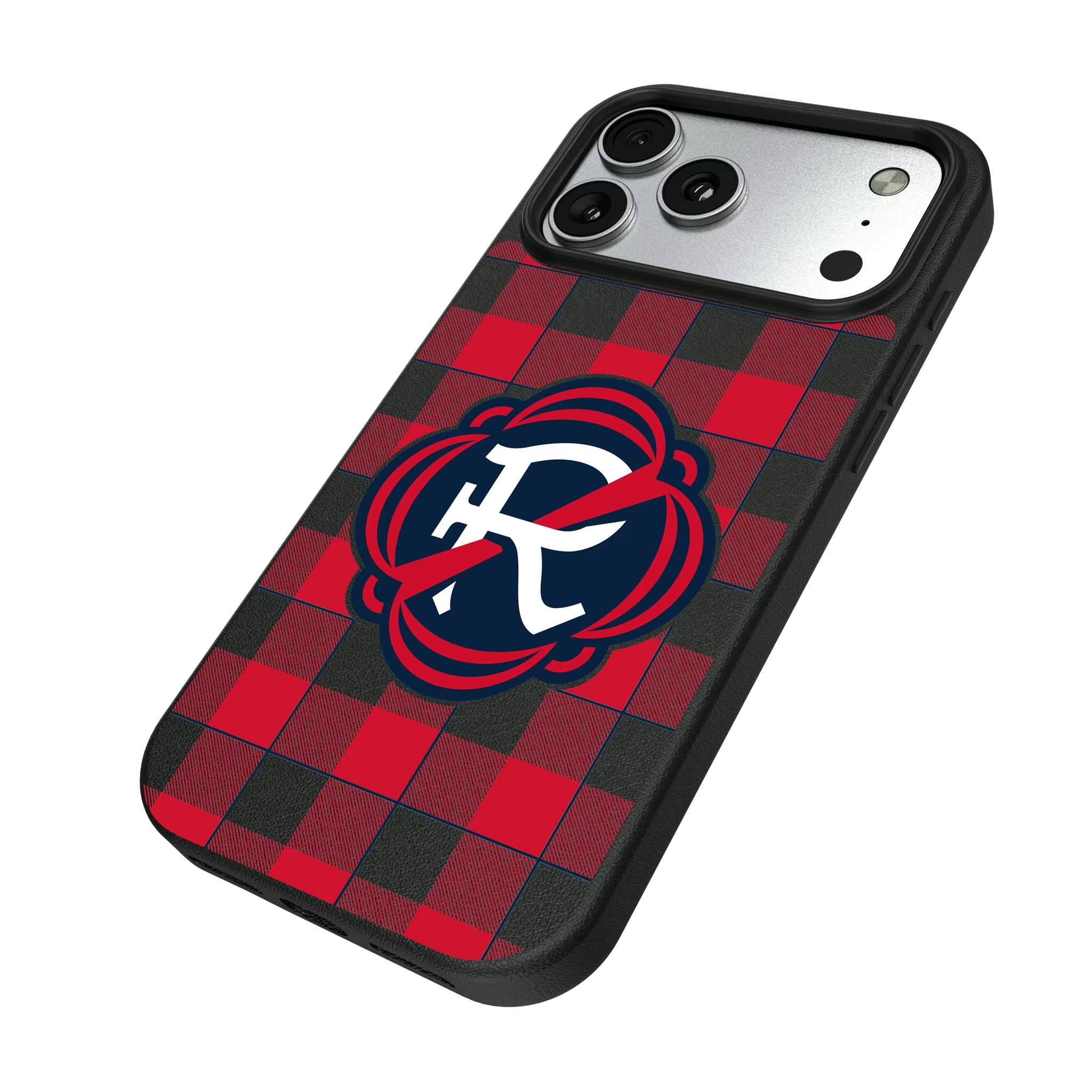 New England Revolution Plaid iPhone MagSafe Compatible Phone Case for Apple iPhone - Isometric View#Device_iPhone 17 Pro Max