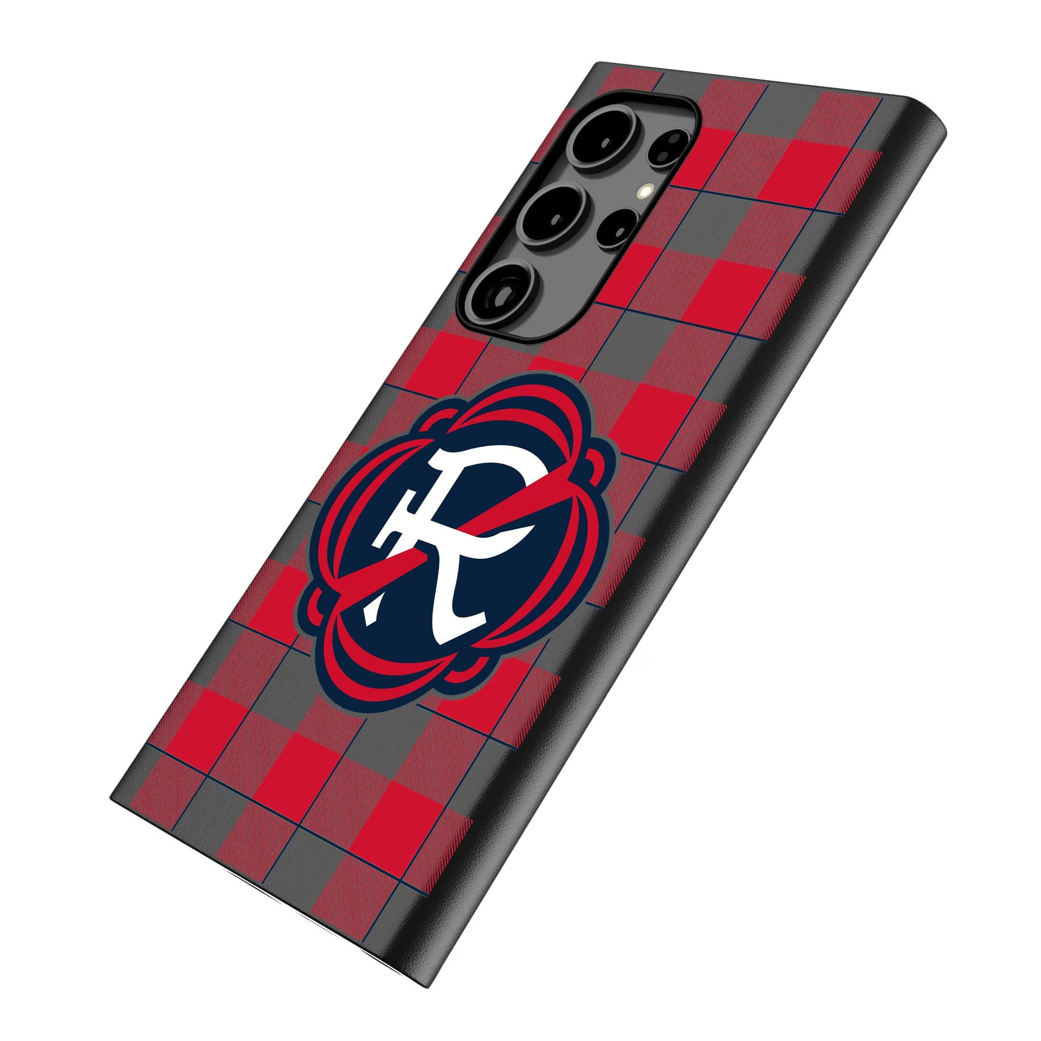 New England Revolution Plaid Galaxy MagSafe Compatible Phone Case for Samsung Galaxy - Isometric View