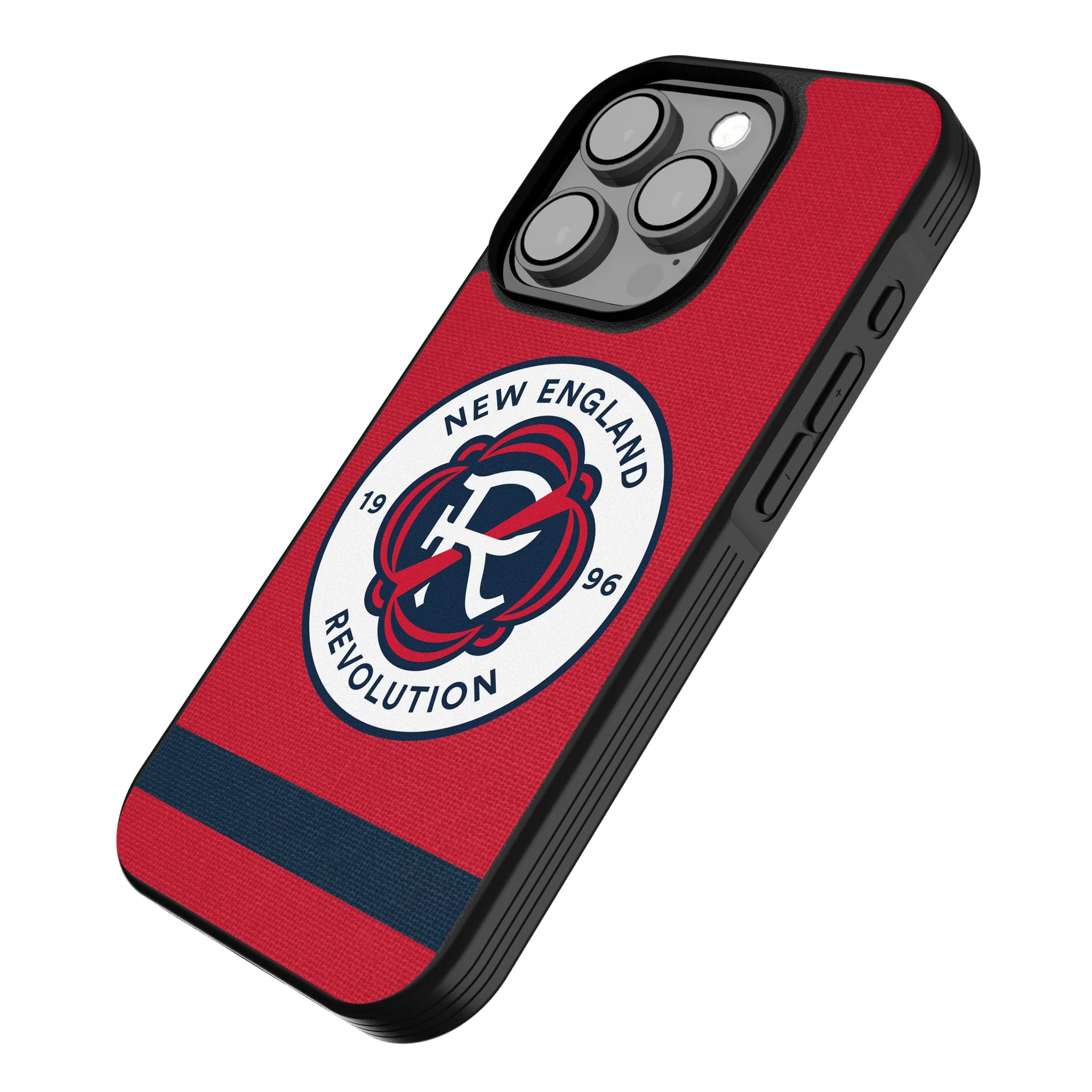 New England Revolution Stripe iPhone Bump Phone Case for Apple iPhone - Isometric View