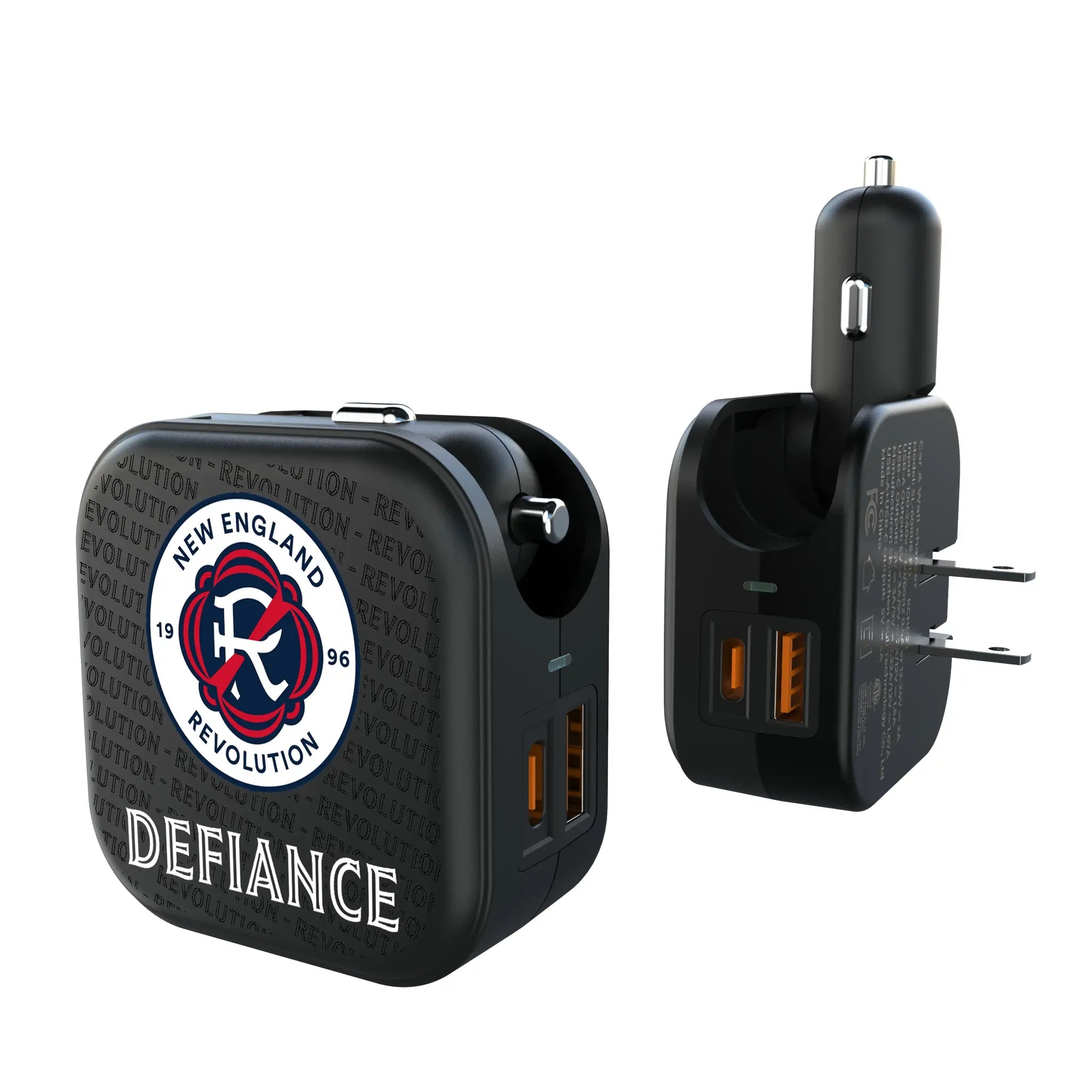 New England Revolution Text Backdrop 2 in 1 USB A/C Charger