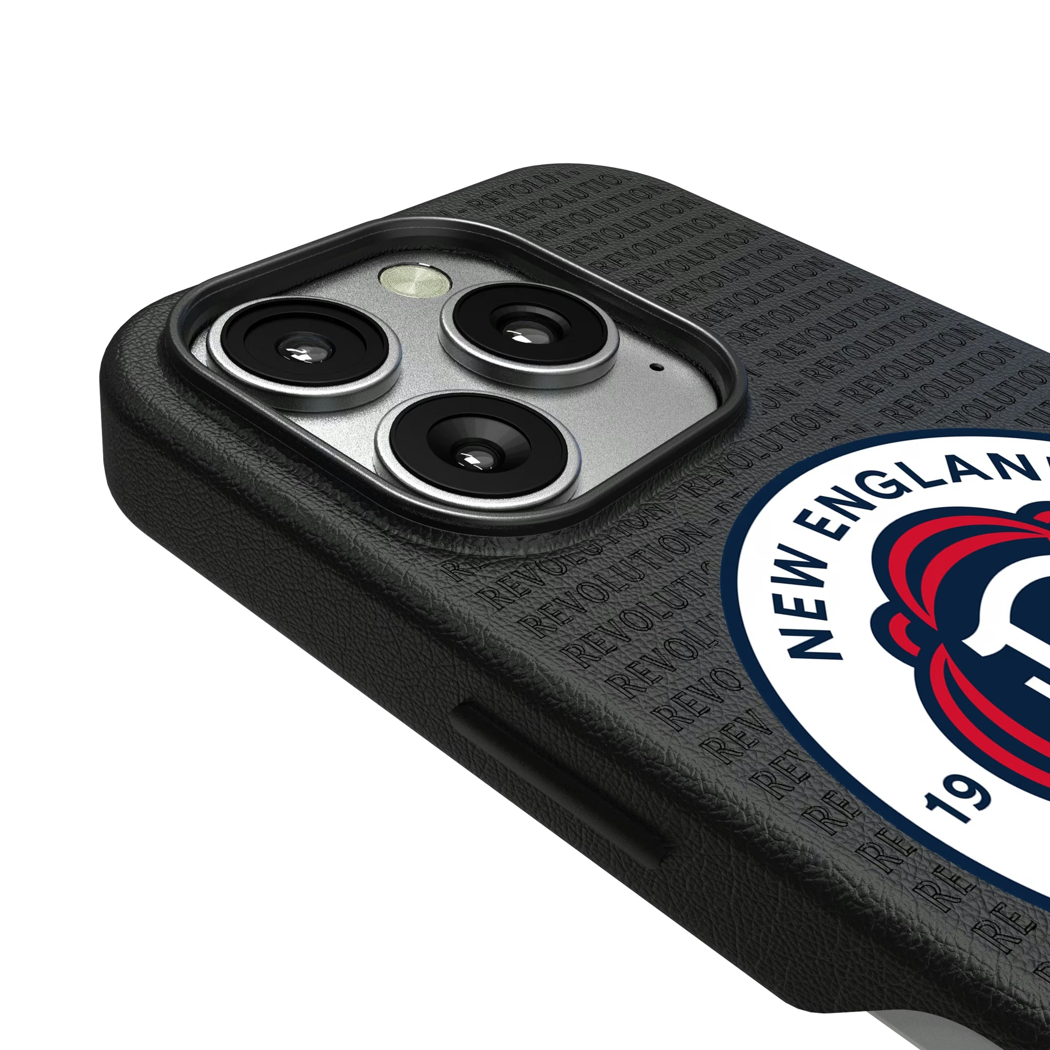 New England Revolution Text Backdrop iPhone MagSafe Compatible Phone Case for Apple iPhone - Detail