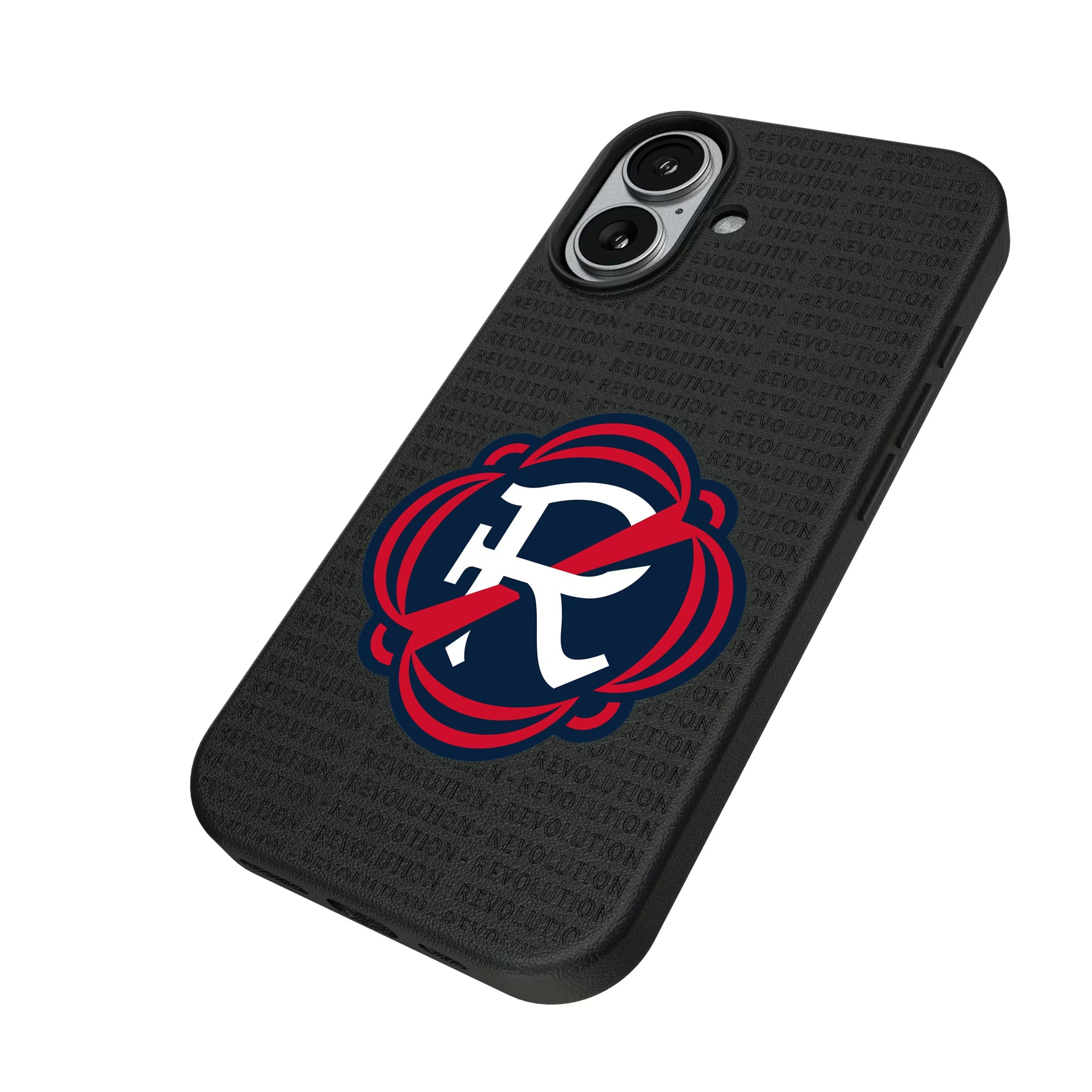 New England Revolution Text Backdrop iPhone MagSafe Compatible Phone Case for Apple iPhone - Isometric View#Device_iPhone 17