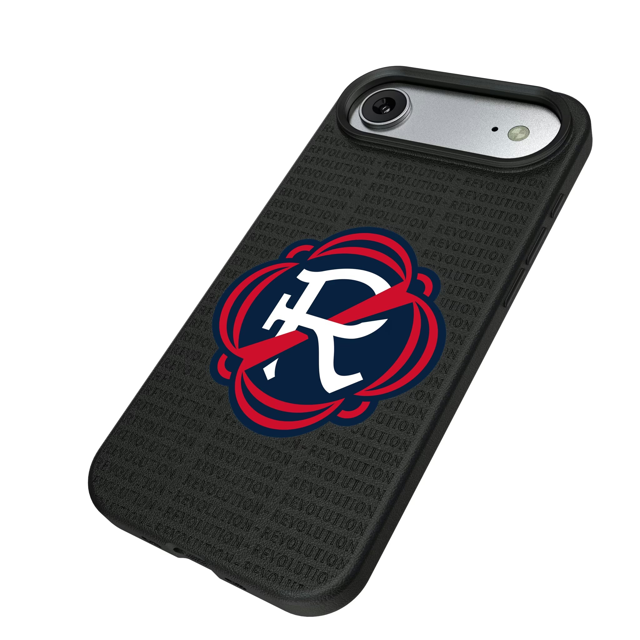 New England Revolution Text Backdrop iPhone MagSafe Compatible Phone Case for Apple iPhone - Isometric View#Device_iPhone Air