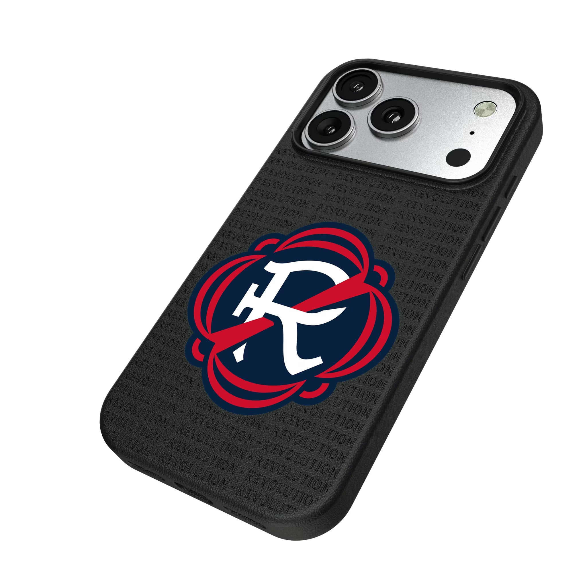 New England Revolution Text Backdrop iPhone MagSafe Compatible Phone Case for Apple iPhone - Isometric View#Device_iPhone 17 Pro