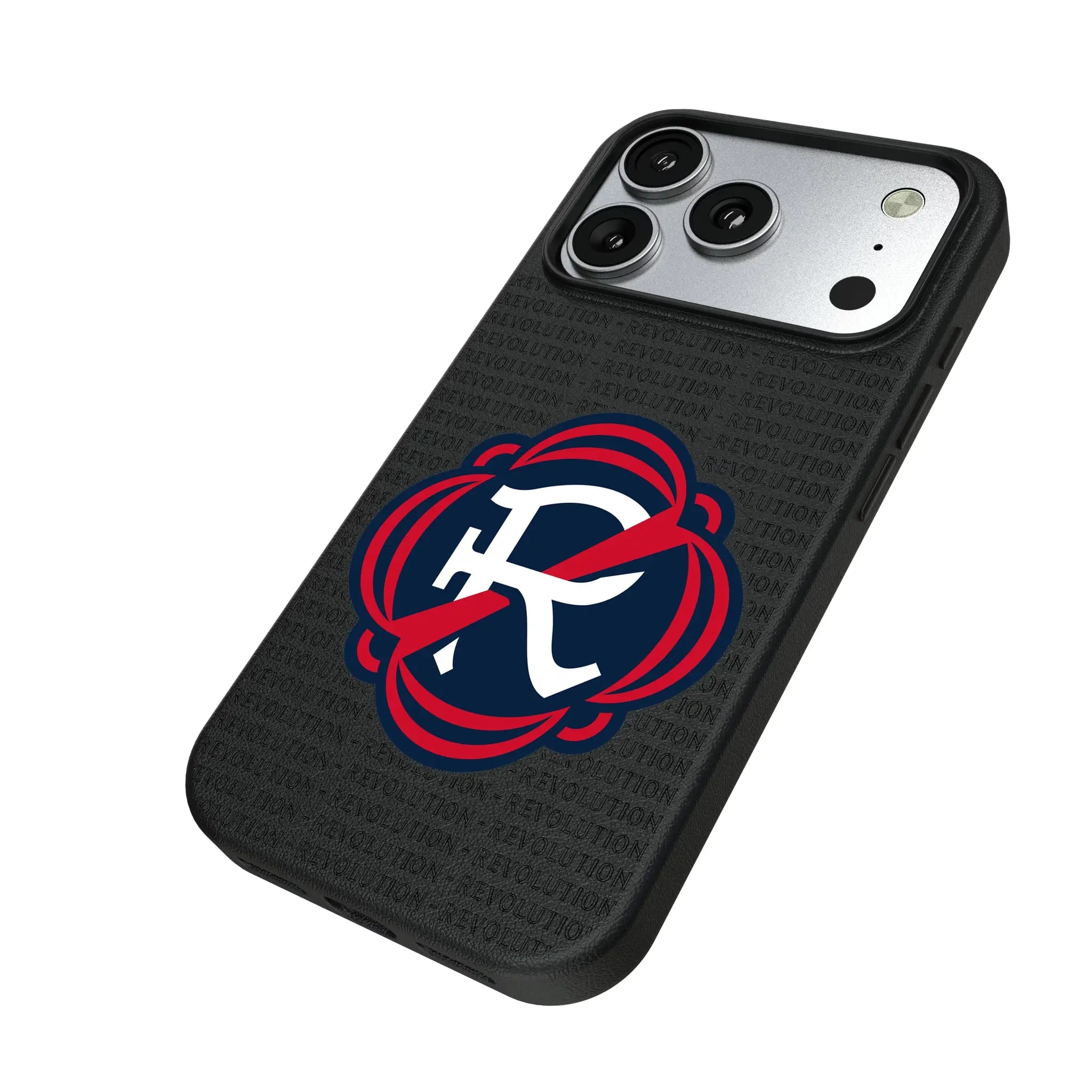 New England Revolution Text Backdrop iPhone MagSafe Compatible Phone Case for Apple iPhone - Isometric View#Device_iPhone 17 Pro