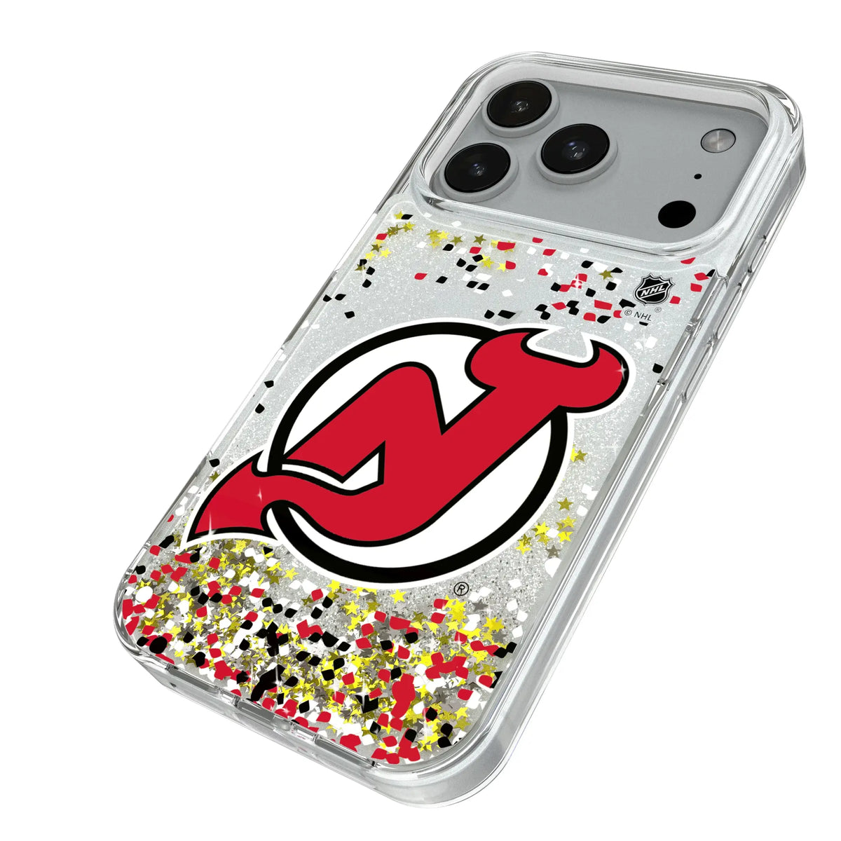 New Jersey Devils Confetti iPhone Glitter Phone Case for Apple iPhone - Isometric View#Device_iPhone 18 Pro