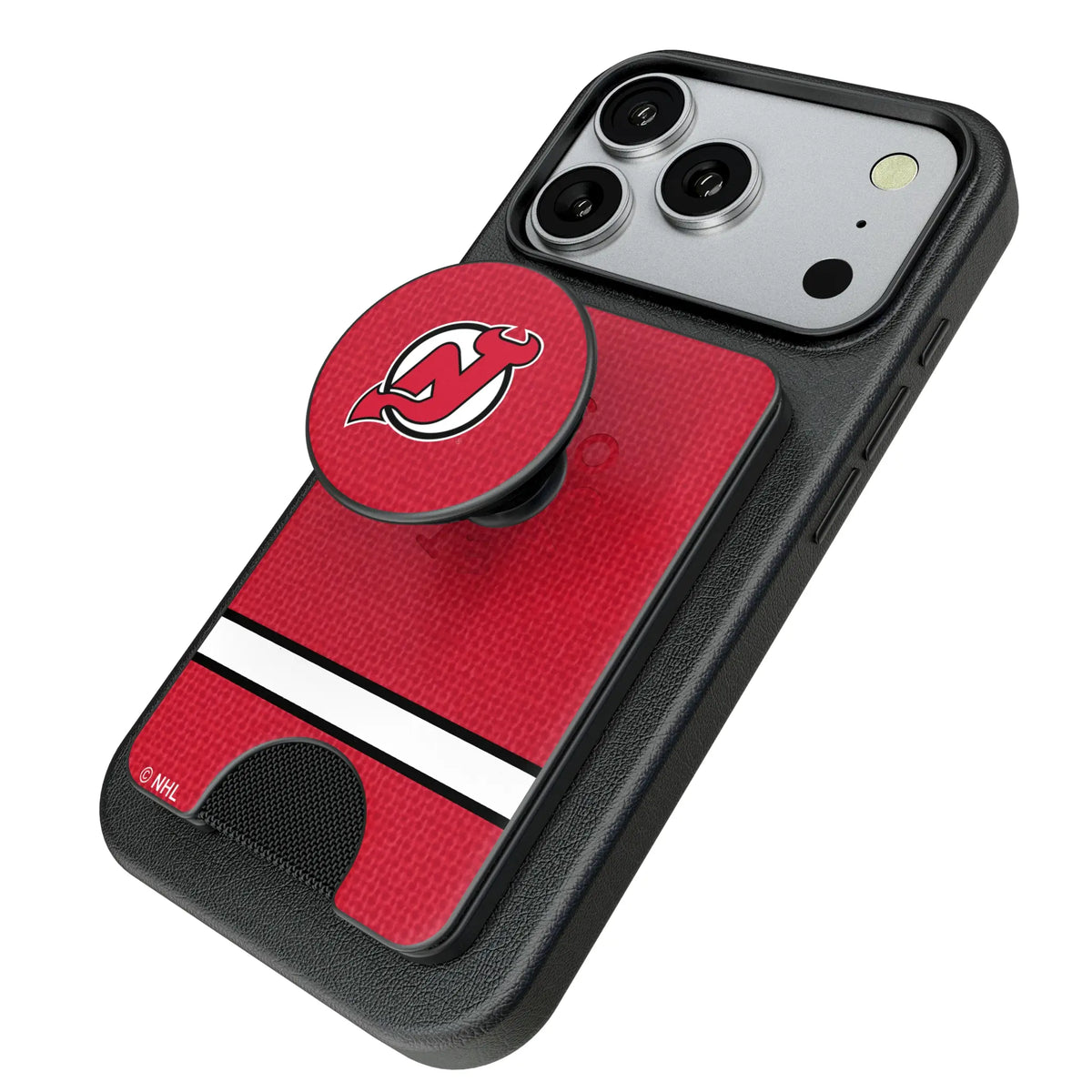 New Jersey Devils Endzone Solid Popsockets Wallet Magnetic - Isometric View