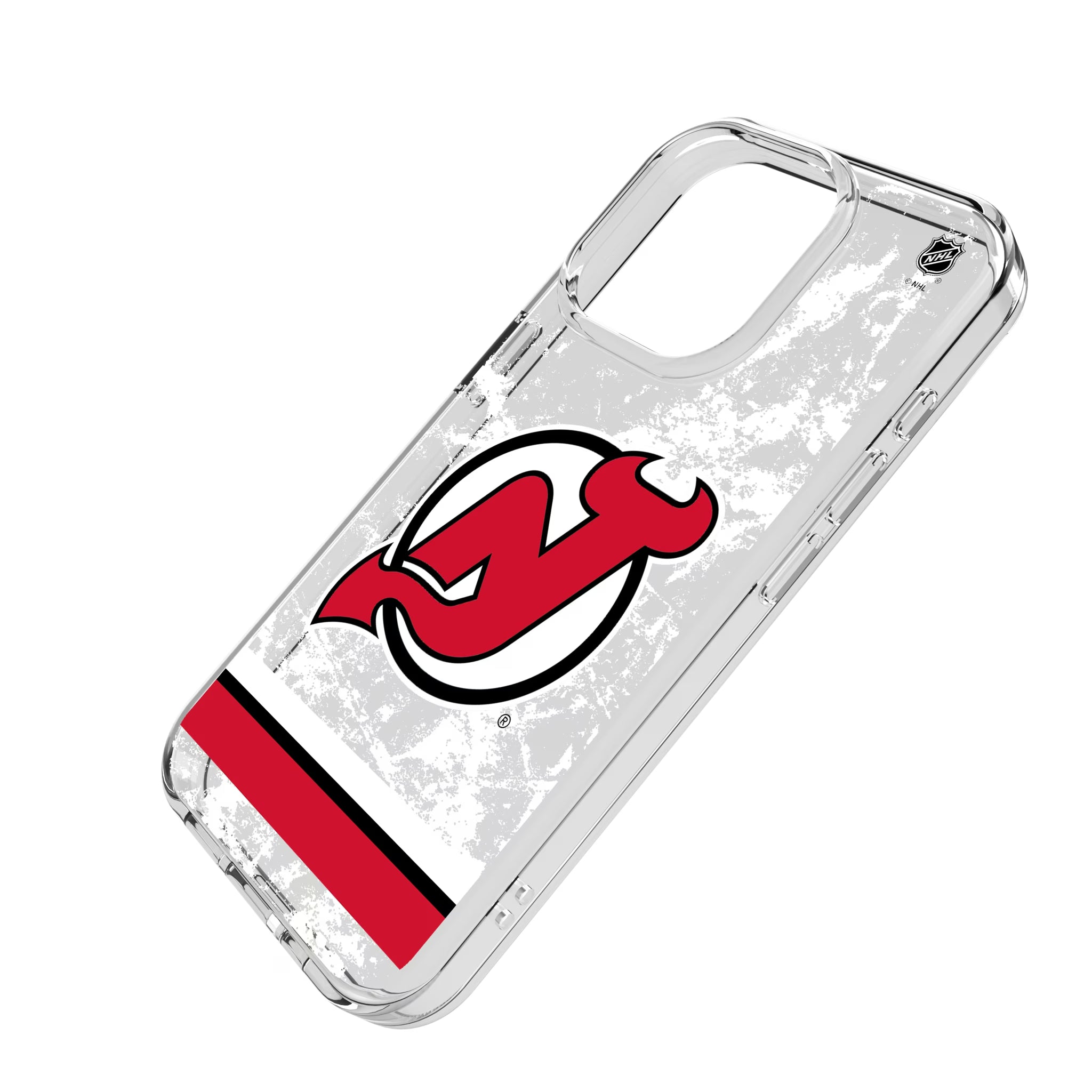 New Jersey Devils Ice Stripe iPhone Clear Phone Case for Apple iPhone - Isometric View