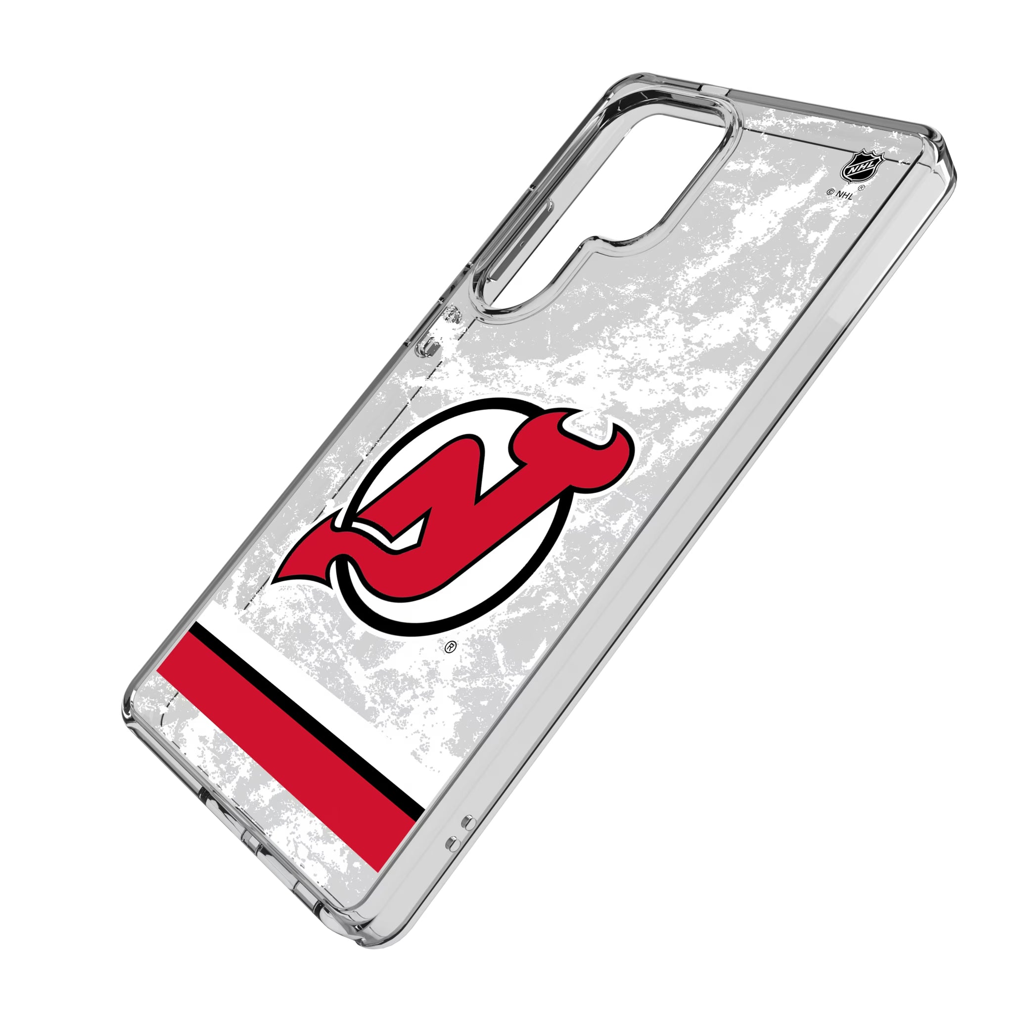 New Jersey Devils Ice Stripe Galaxy Clear Phone Case for Samsung Galaxy - Isometric View