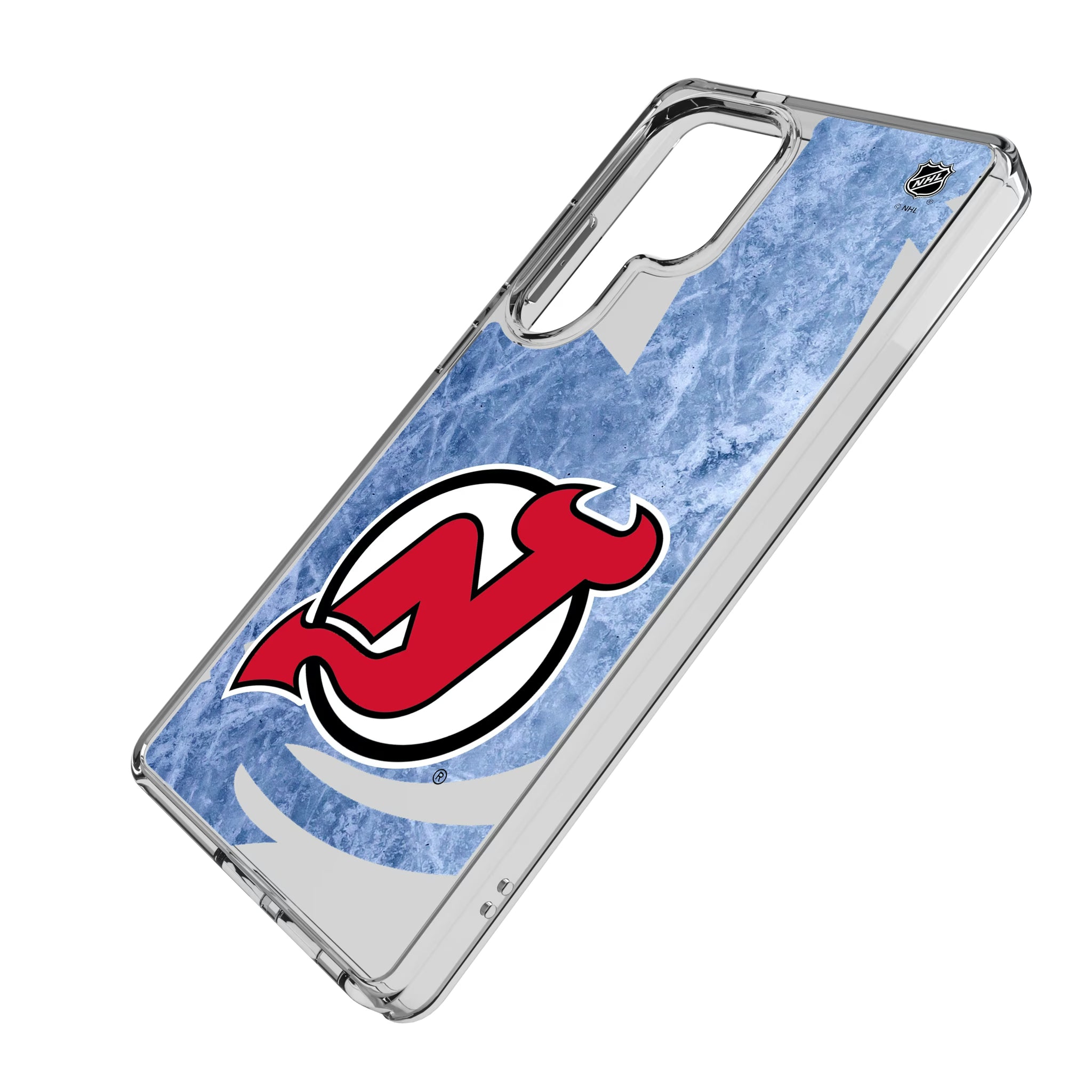 New Jersey Devils Ice Tilt Galaxy Clear Phone Case for Samsung Galaxy - Isometric View