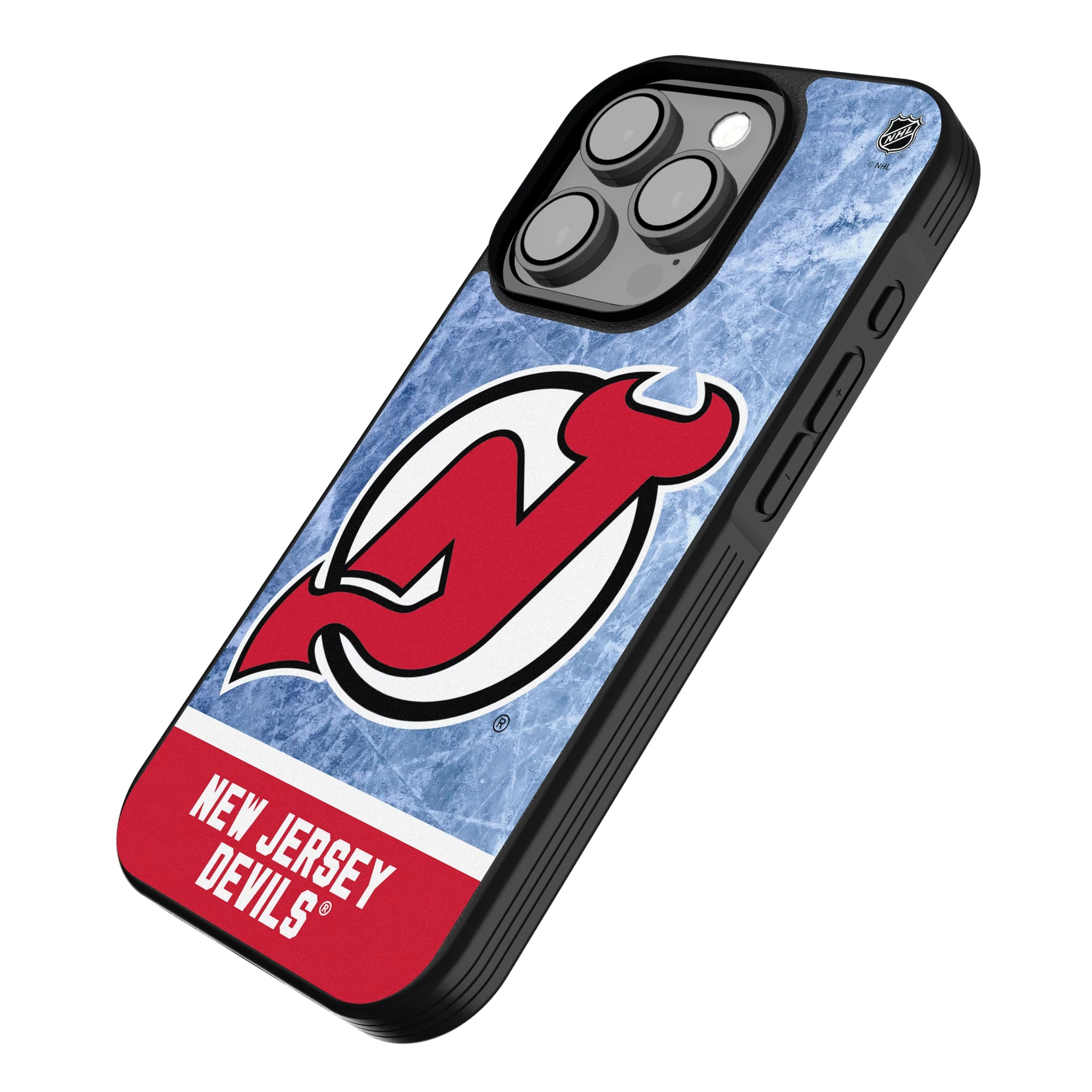 New Jersey Devils Ice Wordmark iPhone Bump Phone Case for Apple iPhone - Isometric View