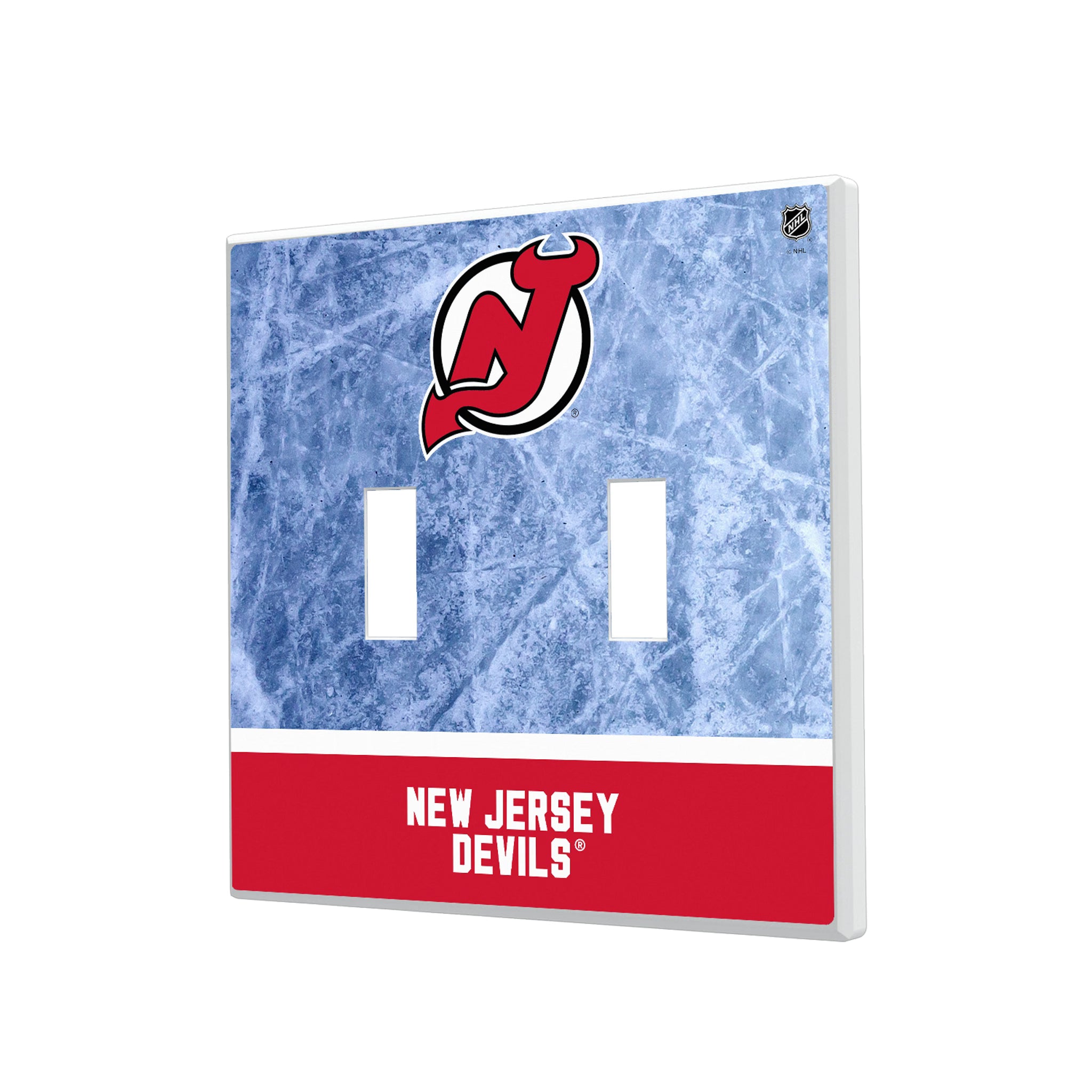 New Jersey Devils Ice Wordmark Hidden-Screw Light Switch Plate#Style_Double Toggle