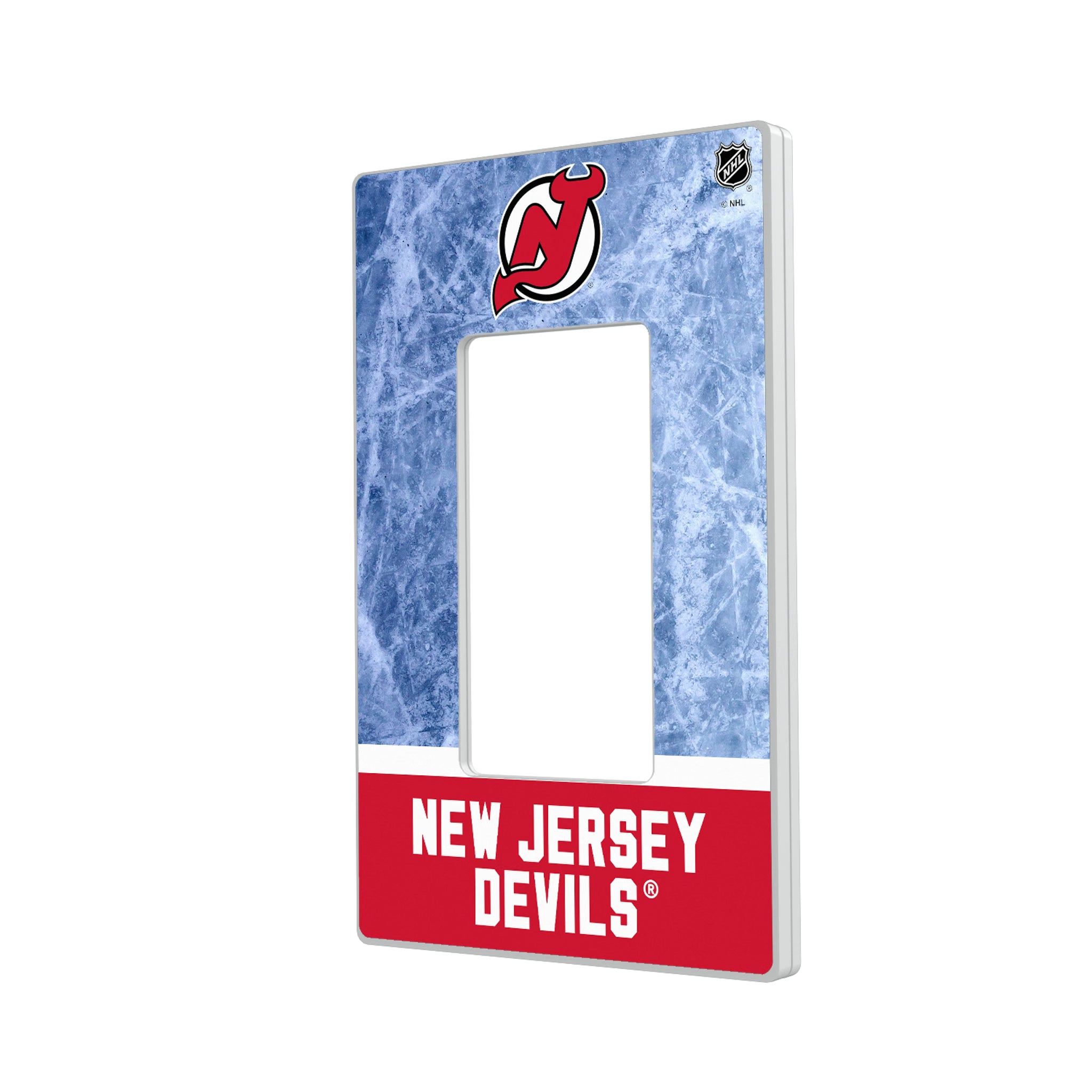New Jersey Devils Ice Wordmark Hidden-Screw Light Switch Plate#Style_Single Rocker