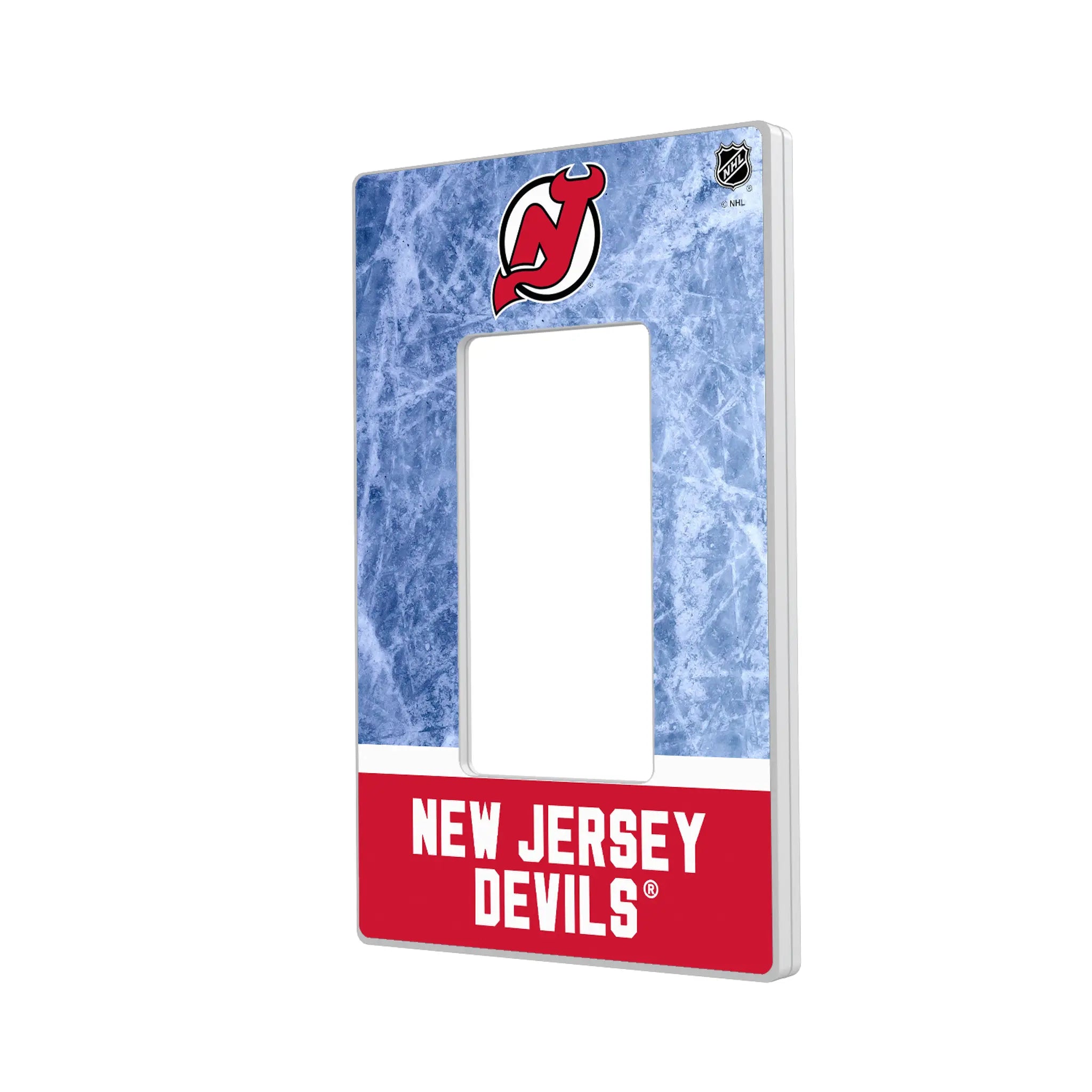 New Jersey Devils Ice Wordmark Hidden-Screw Light Switch Plate#Style_Single Rocker