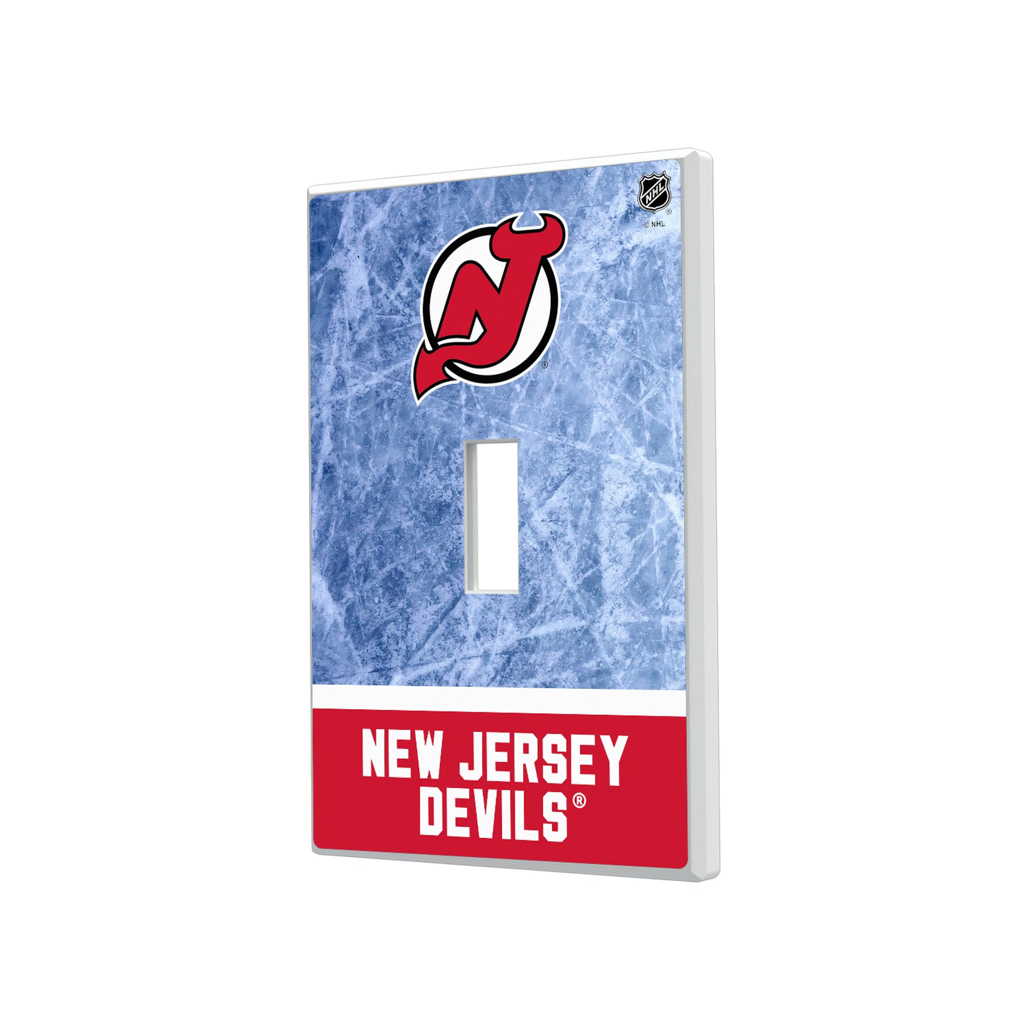 New Jersey Devils Ice Wordmark Hidden-Screw Light Switch Plate#Style_Single Toggle