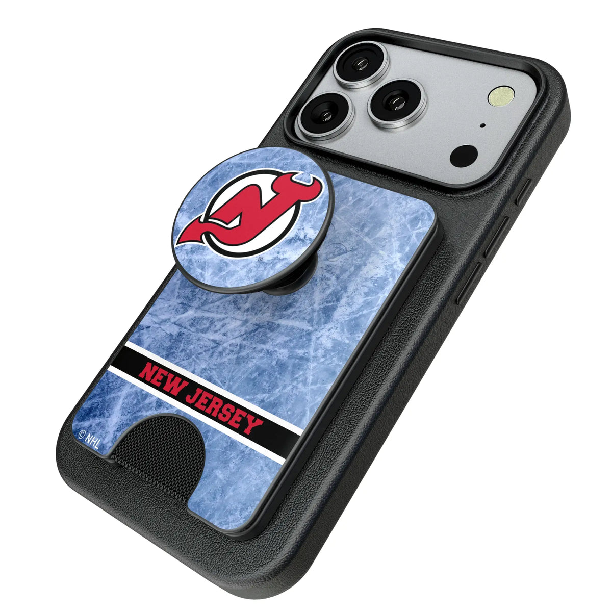 New Jersey Devils Ice Wordmark Popsockets Wallet Magnetic - Isometric View