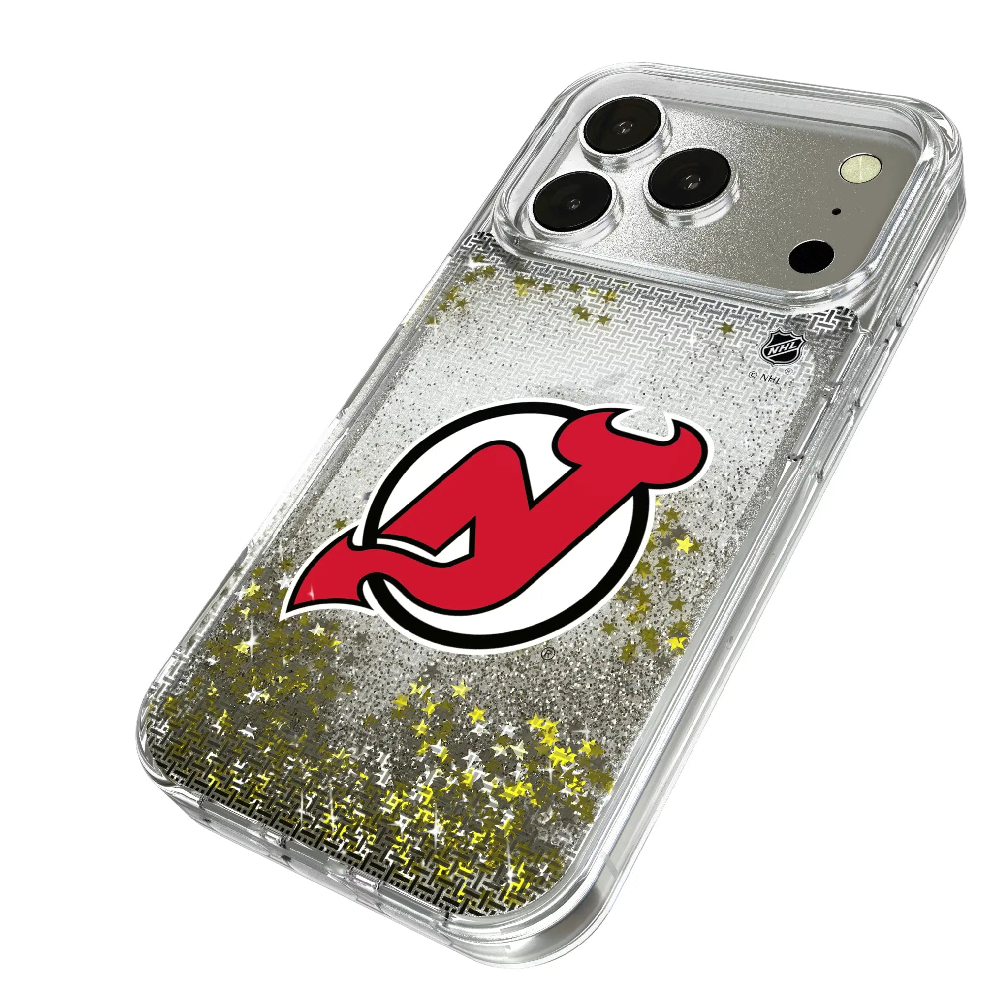 New Jersey Devils Linen iPhone Glitter Phone Case for Apple iPhone - Isometric View