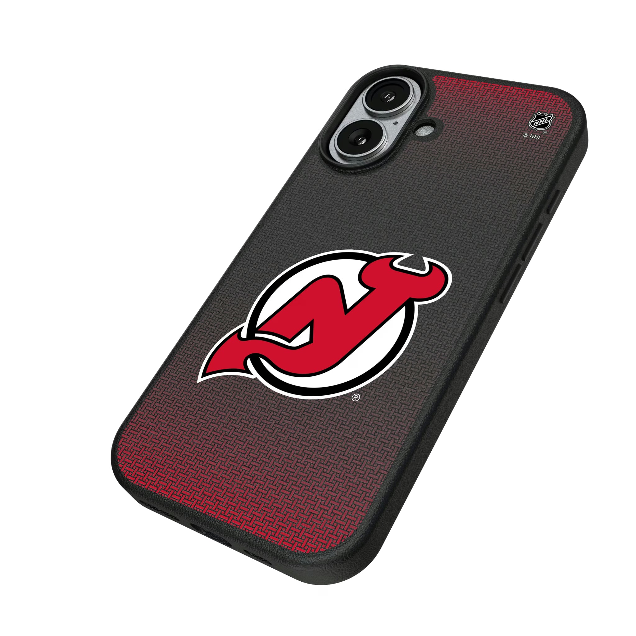 New Jersey Devils Linen iPhone MagSafe Compatible Phone Case for Apple iPhone - Isometric View#Device_iPhone 17