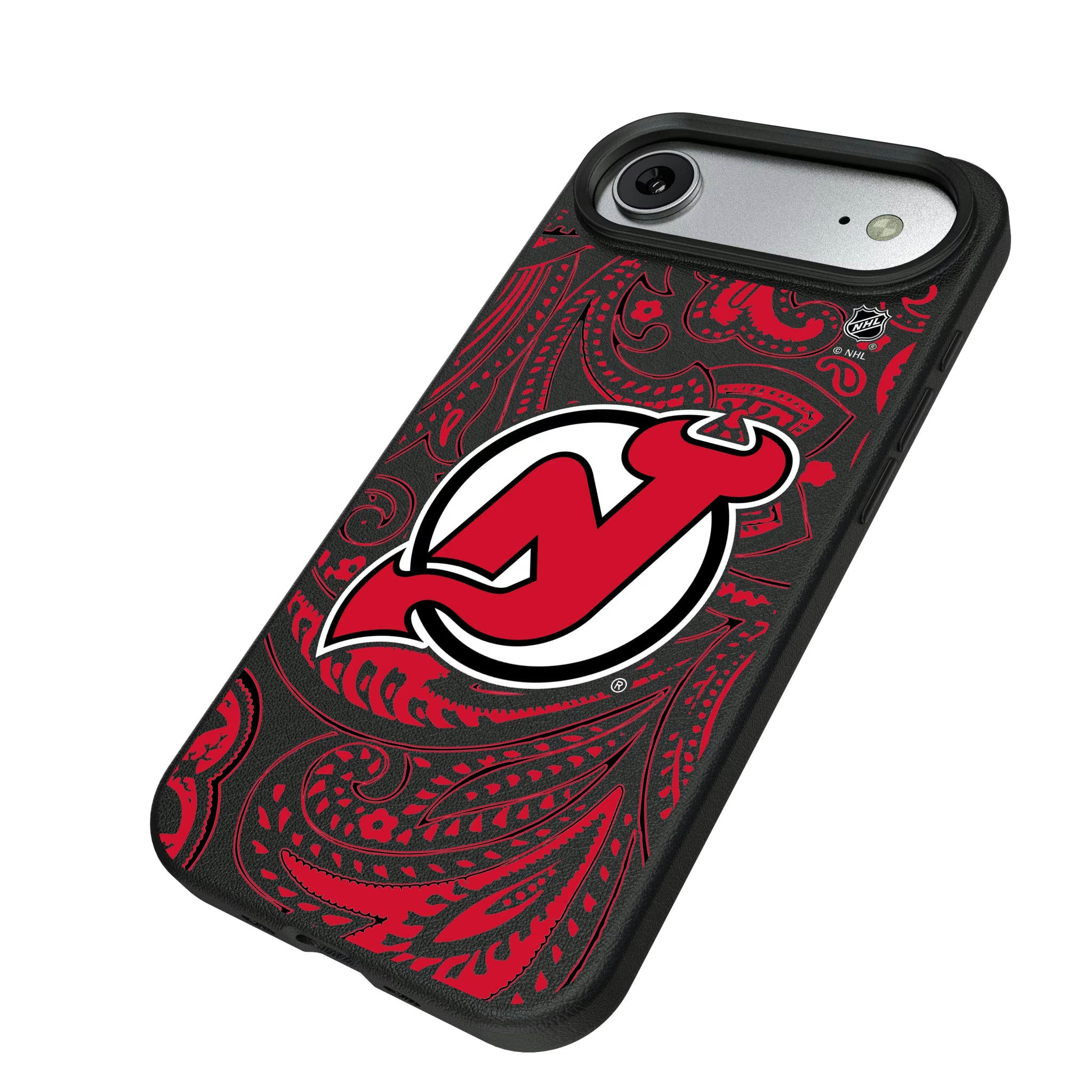 New Jersey Devils Paisley iPhone MagSafe Compatible Phone Case for Apple iPhone - Isometric View#Device_iPhone Air