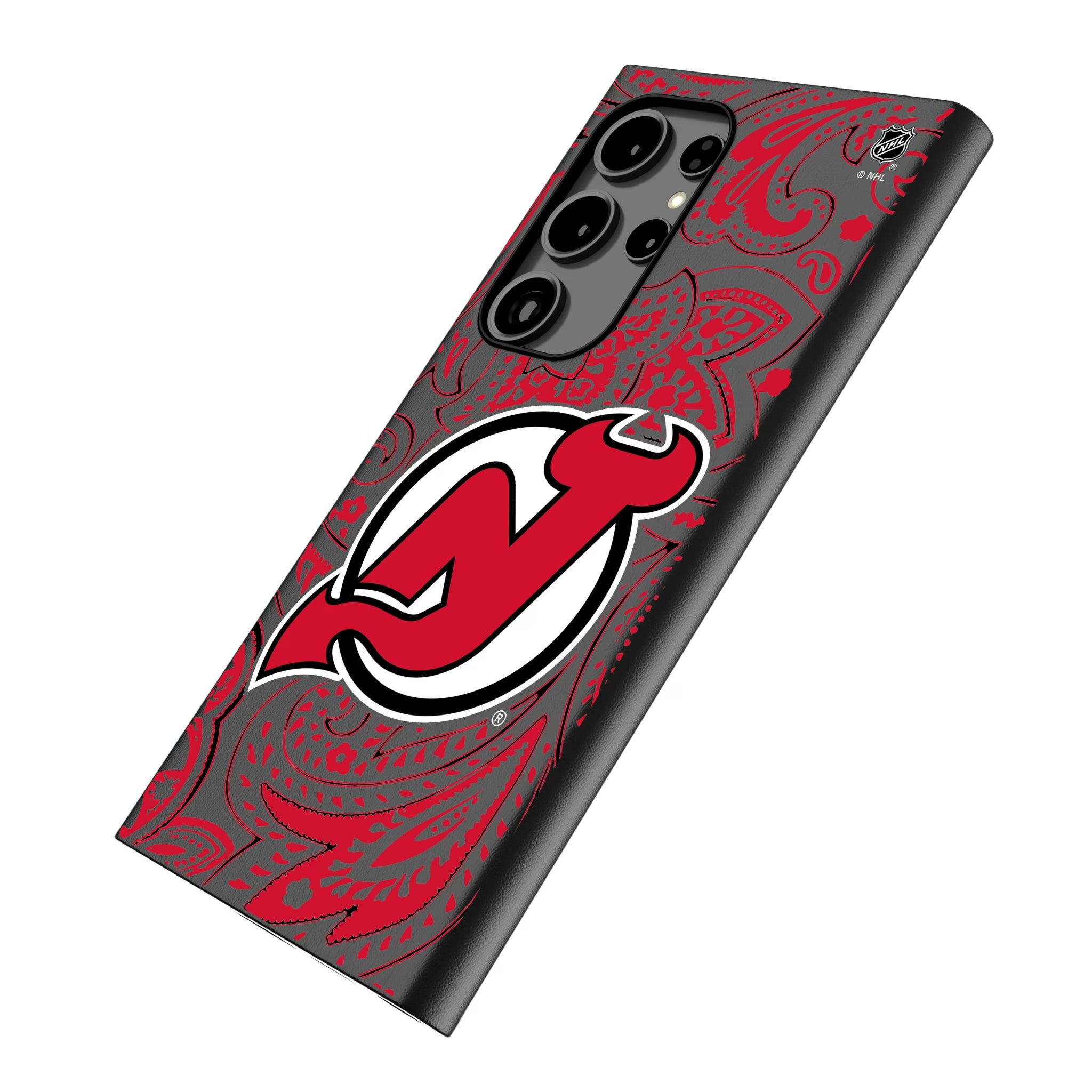 New Jersey Devils Paisley Galaxy MagSafe Compatible Phone Case for Samsung Galaxy - Isometric View
