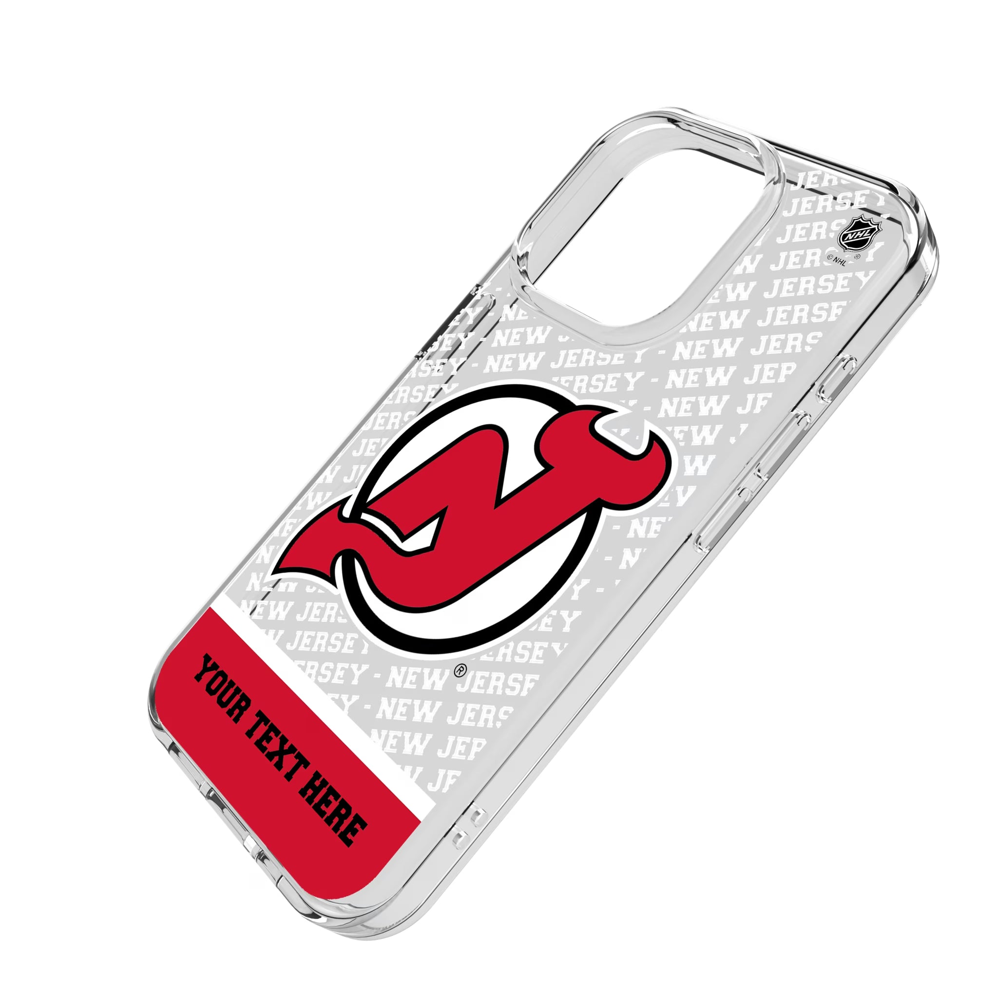 New Jersey Devils Personalized EndZone Plus iPhone Clear Phone Case for Apple iPhone - Isometric View