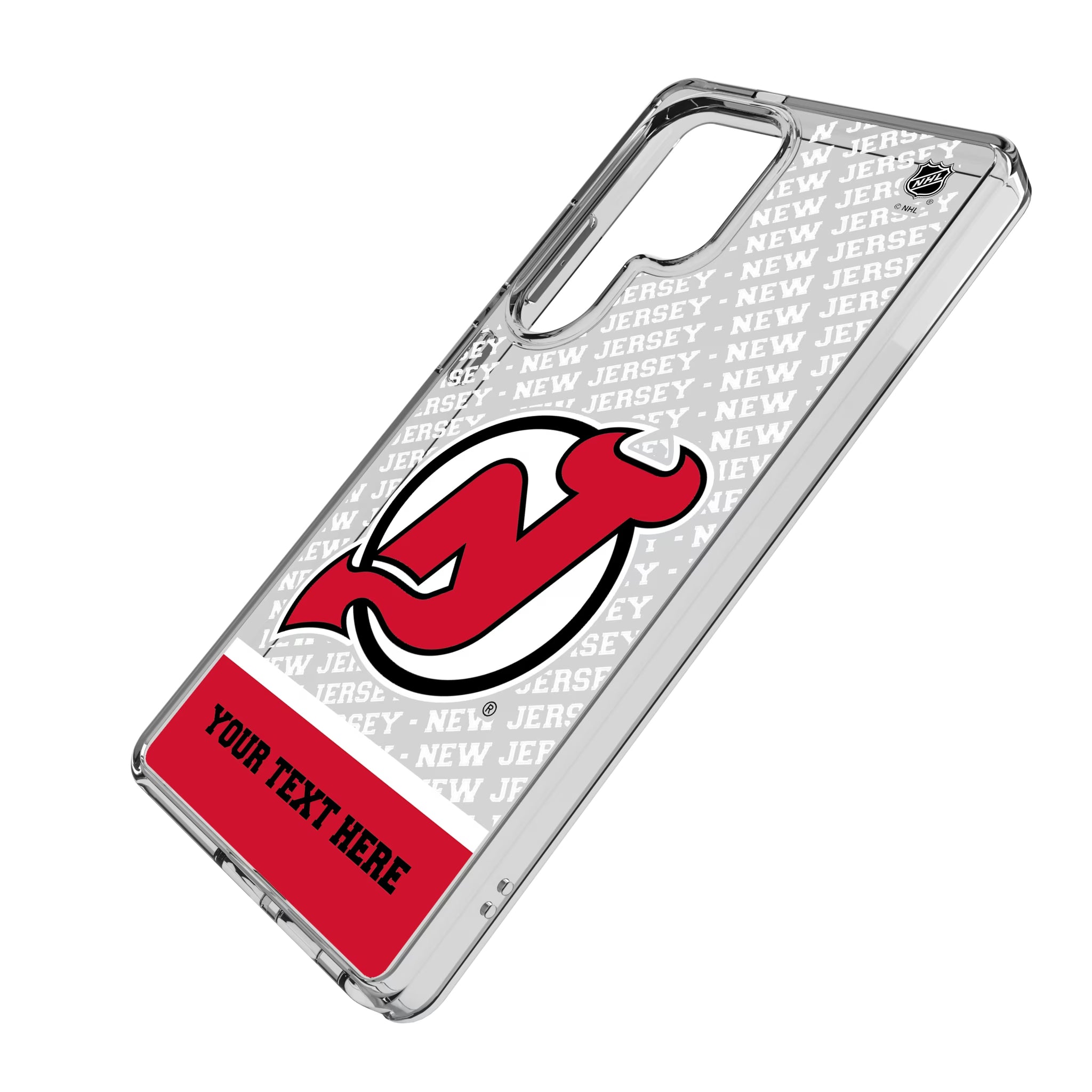 New Jersey Devils Personalized EndZone Plus Galaxy Clear Phone Case for Samsung Galaxy - Isometric View