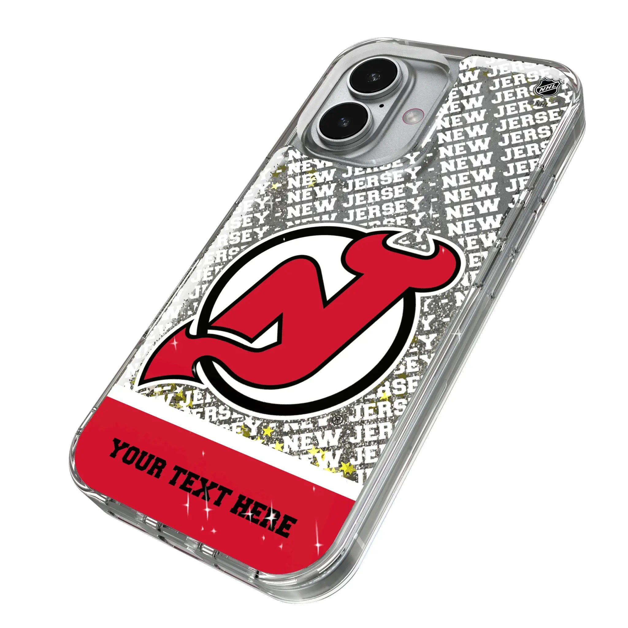 New Jersey Devils Personalized EndZone Plus iPhone Glitter Phone Case for Apple iPhone - Isometric View