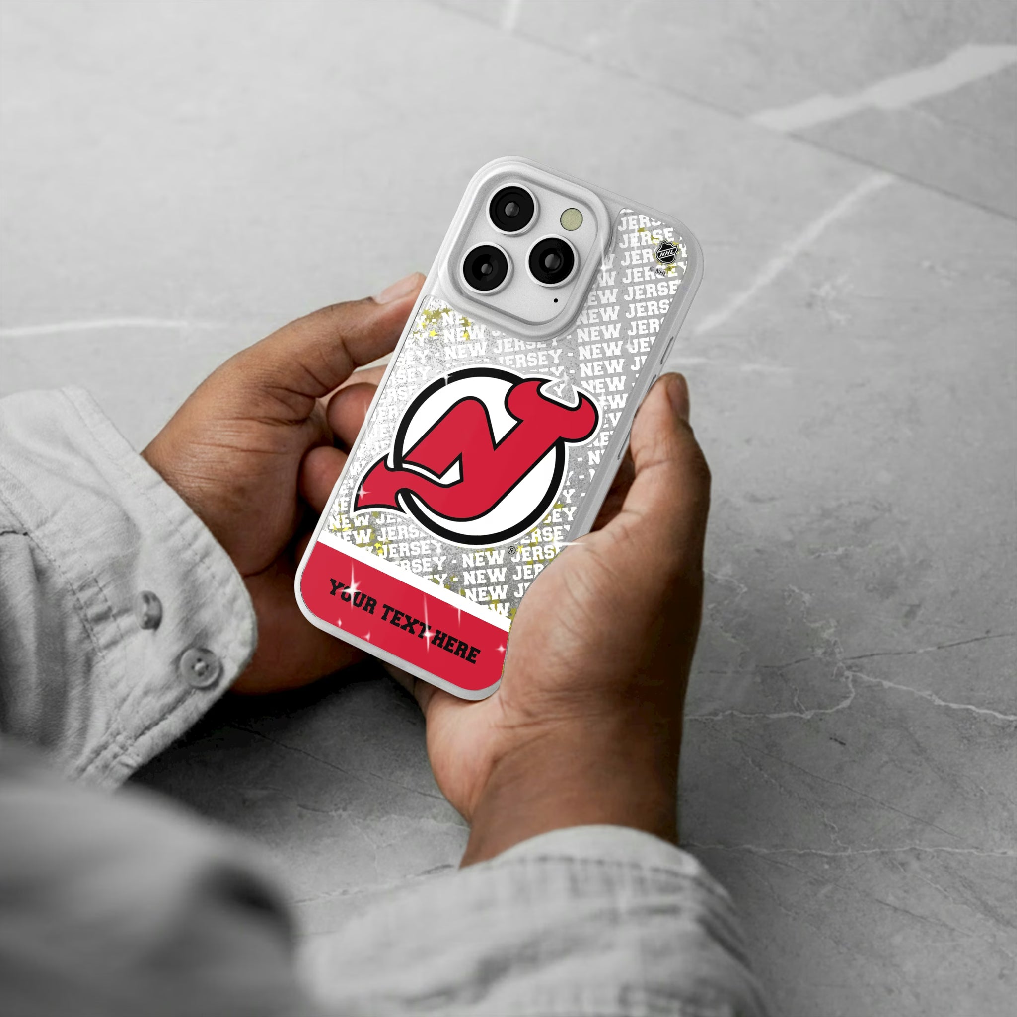 New Jersey Devils Personalized EndZone Plus iPhone Glitter Phone Case for Apple iPhone - Lifestyle#Device_iPhone 16 Pro