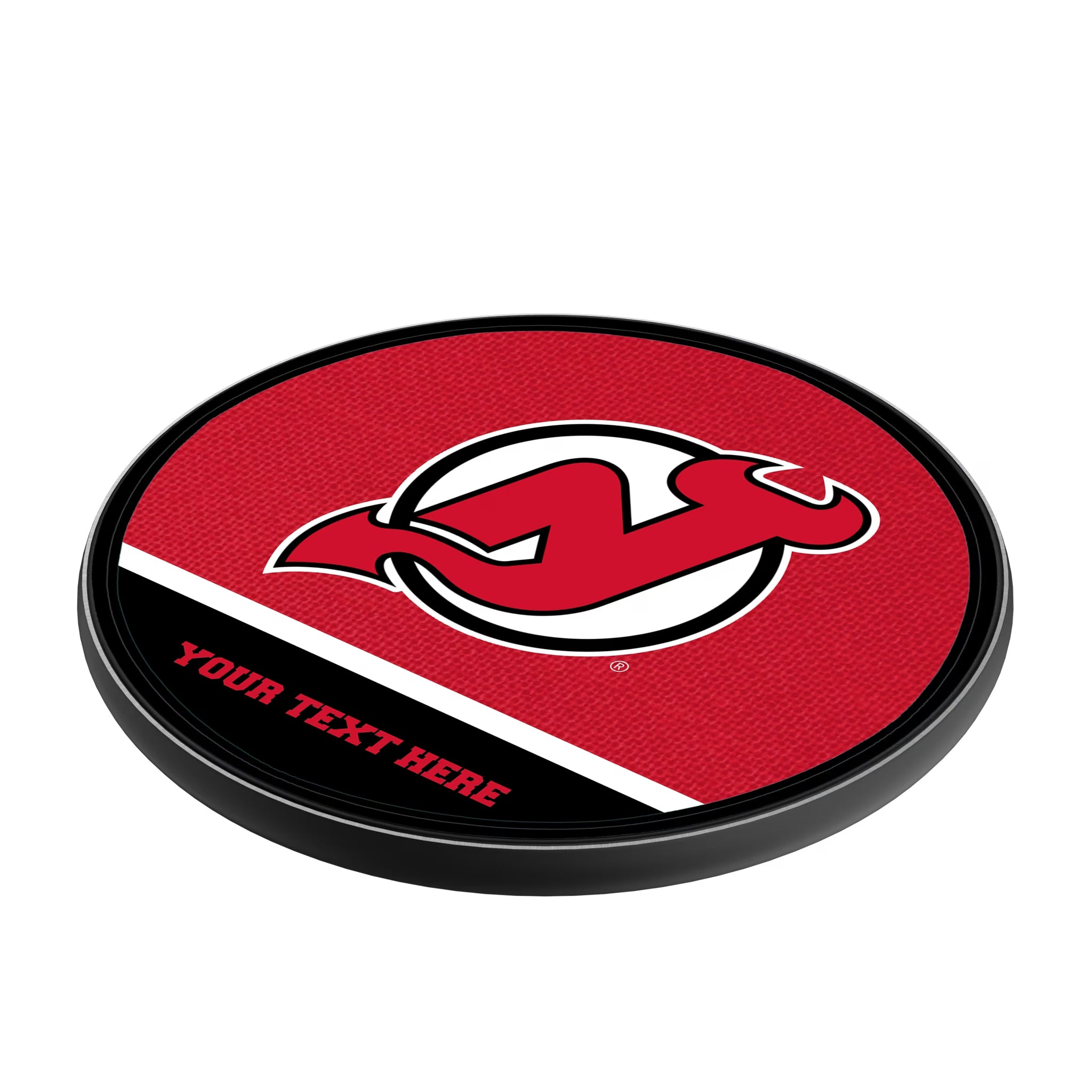 New Jersey Devils Personalized Endzone Solid 15-Watt Wireless Charger - Isometric View